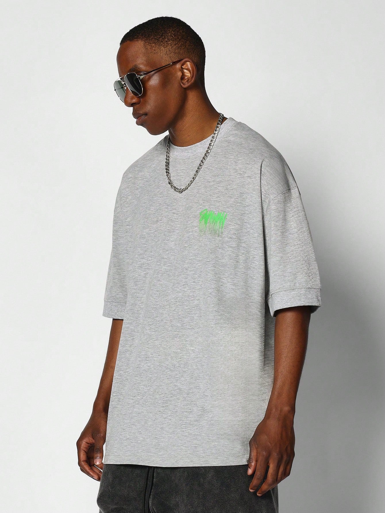 Oversized Short Sleeve Tee With Graffiti Graphic Print