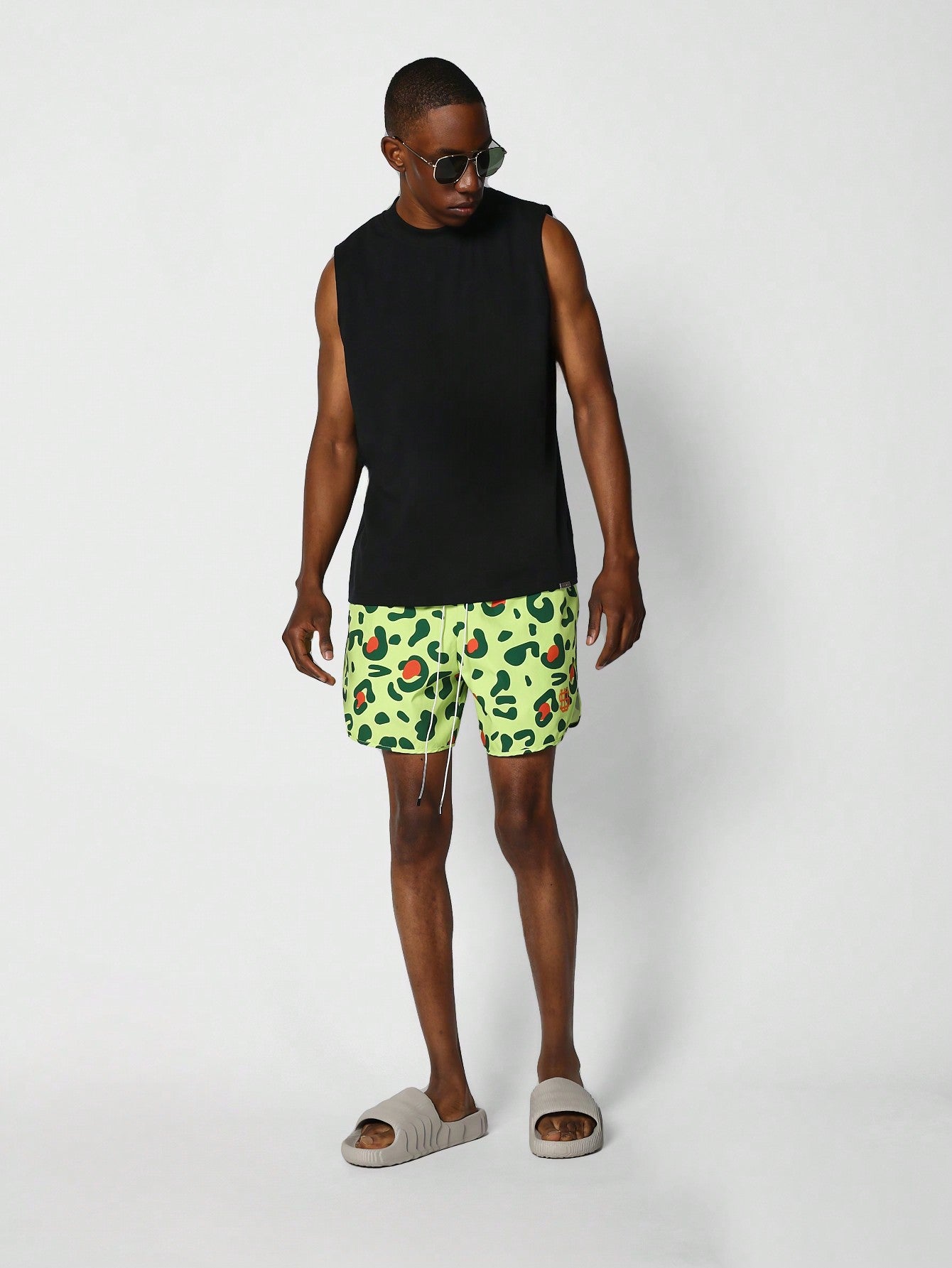 Nylon Swim Short With All Over Print