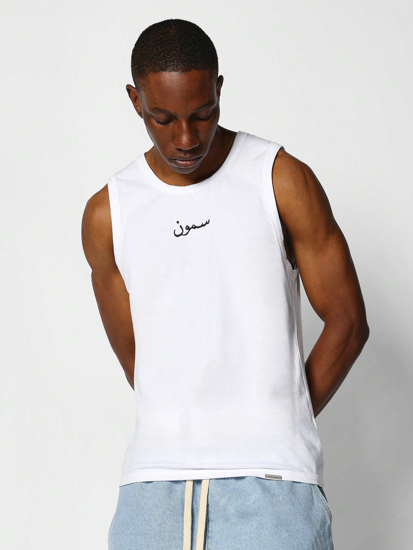Regular Fit Essential Tank Top With Embroidery