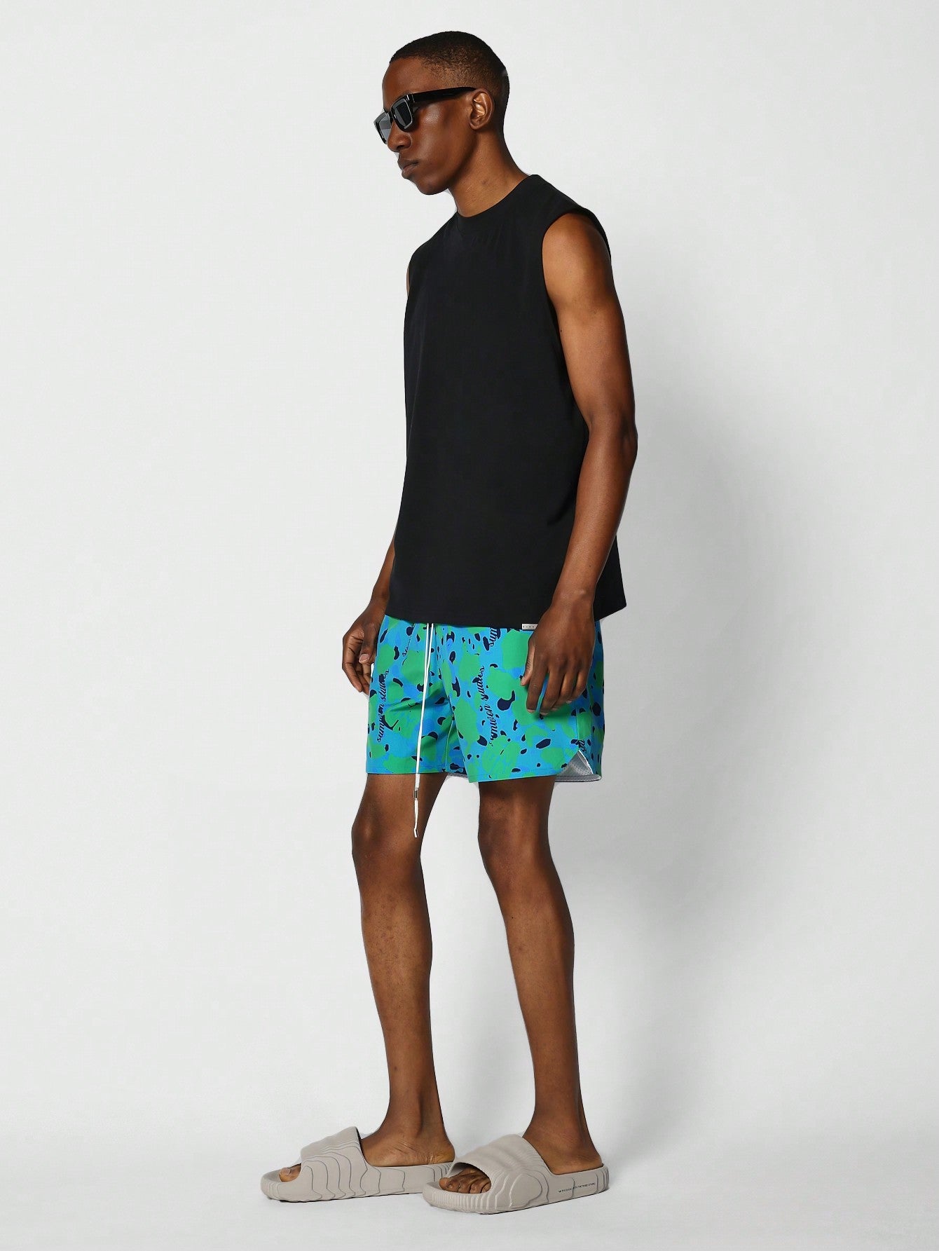 Nylon Swim Short With All Over Print