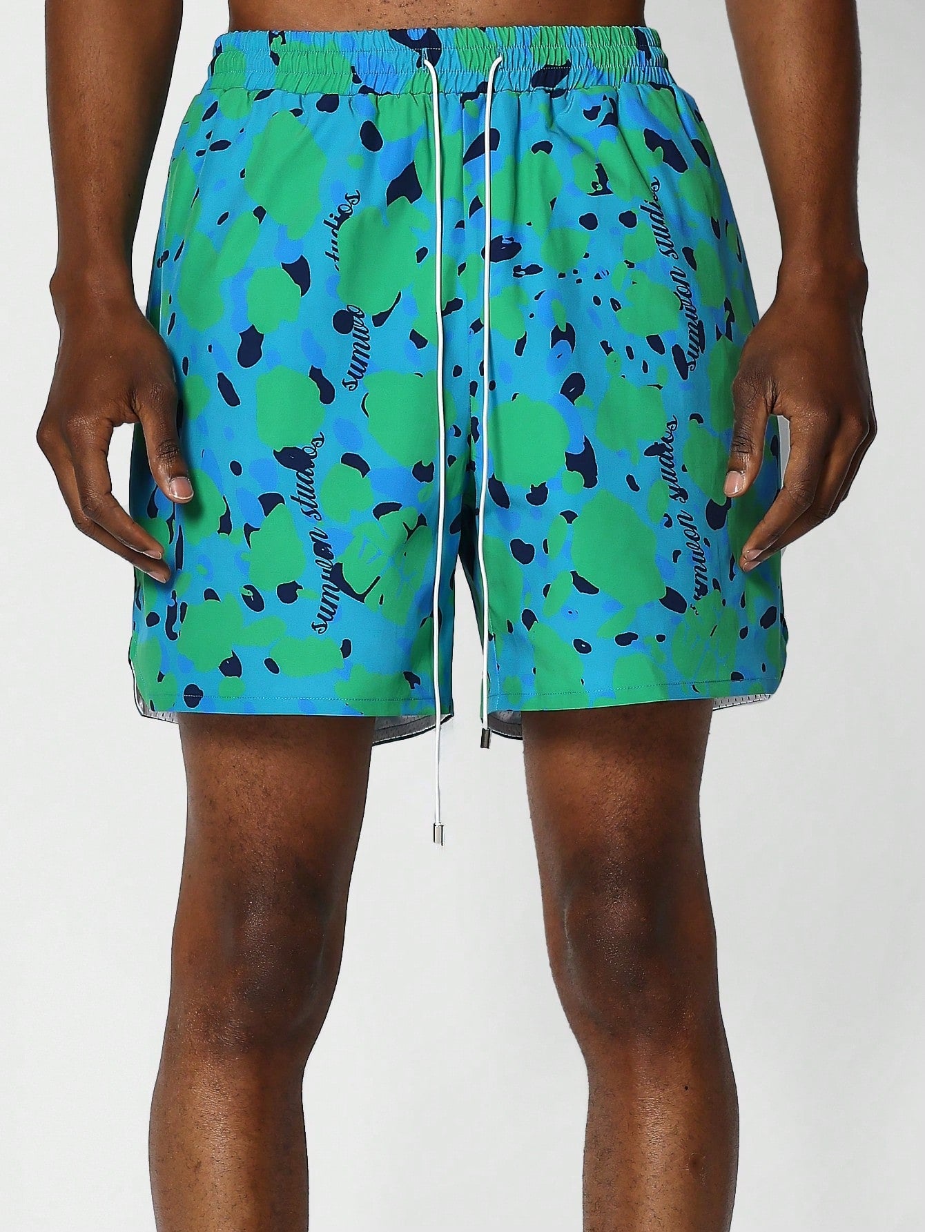 Nylon Swim Short With All Over Print