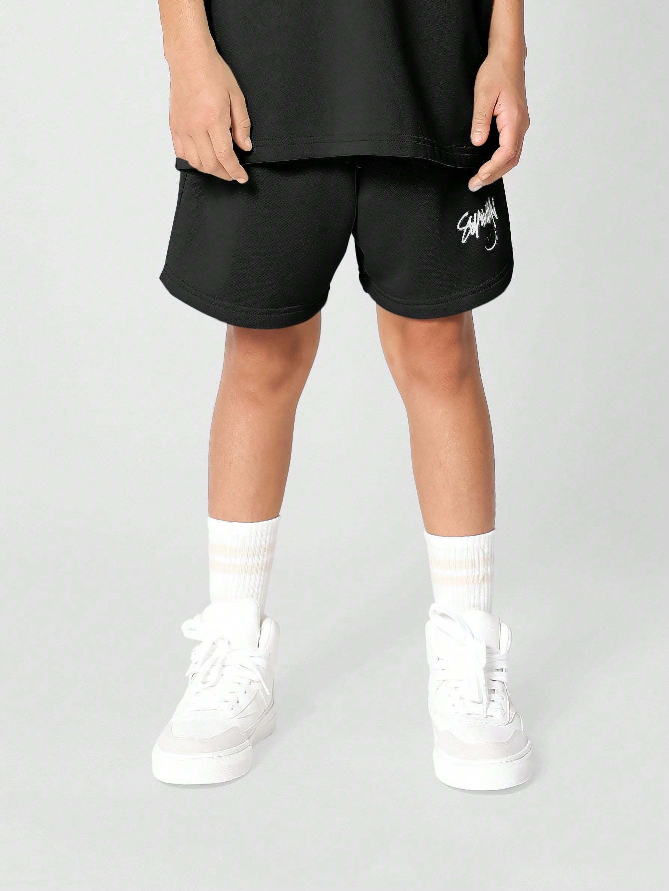 Kids Unisex Drop Crotch Short With Front Print