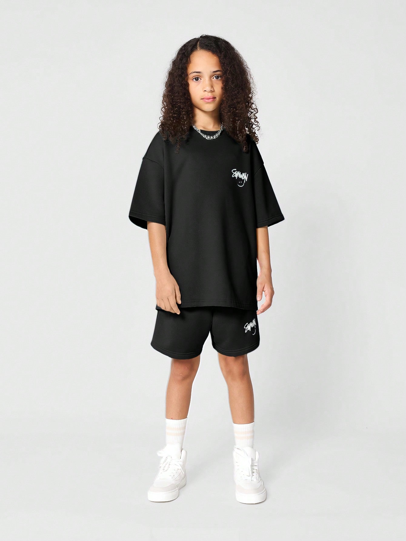 Kids Unisex Drop Crotch Short With Front Print