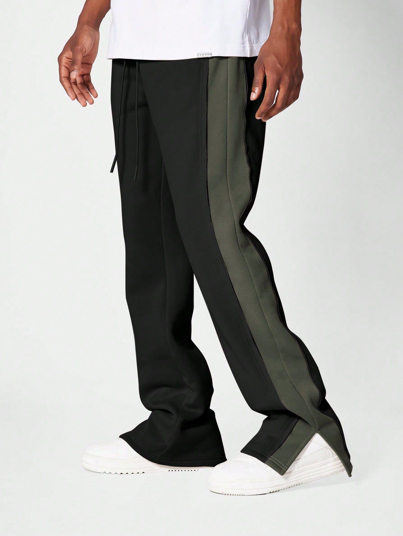 Flare Fit Split Hem Jogger With Contrast Panel