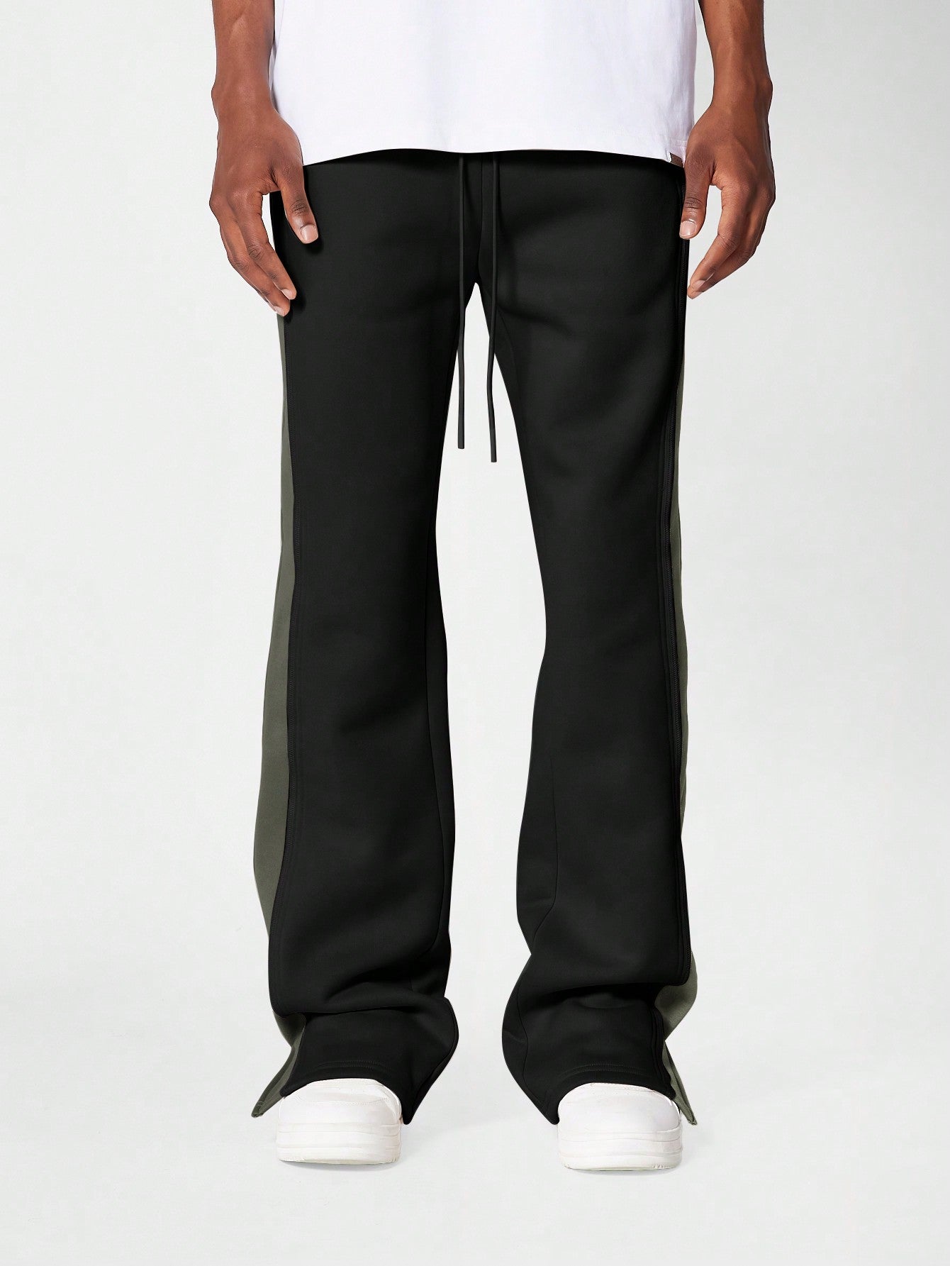 Flare Fit Split Hem Jogger With Contrast Panel