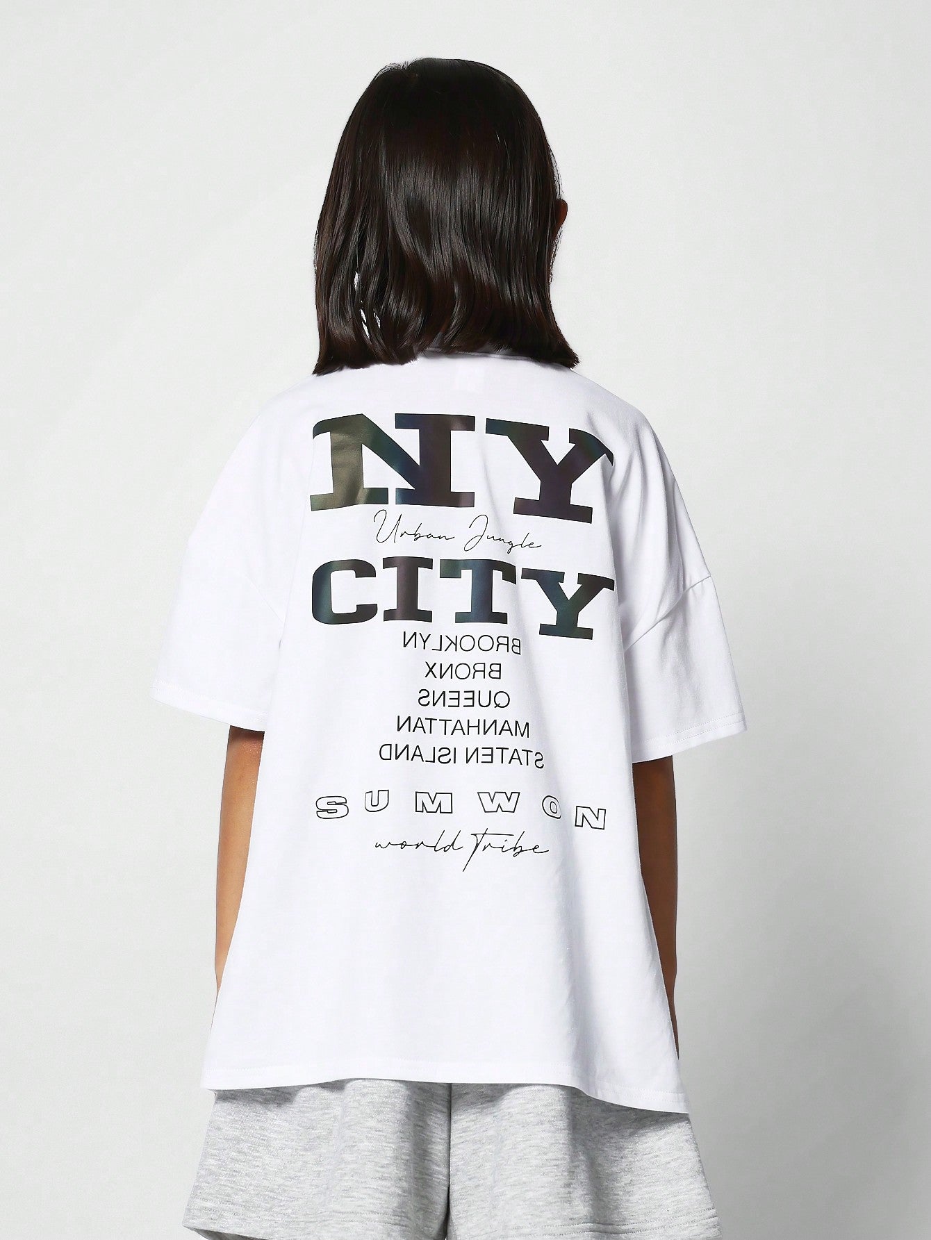 Kids Unisex Tee With Reflective NY Print