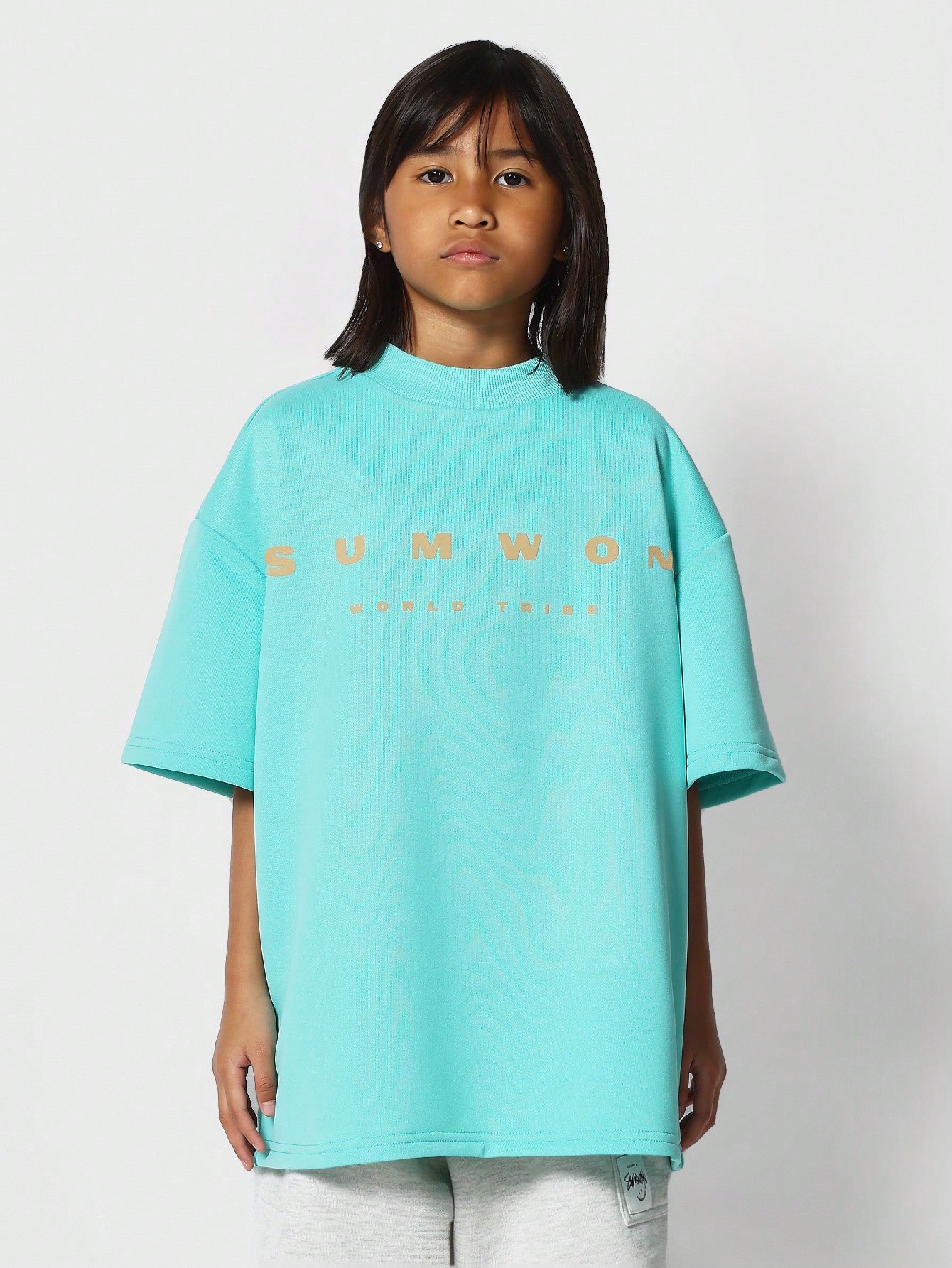 Tween Girl Oversized Fit Premium Tee With Flock Print