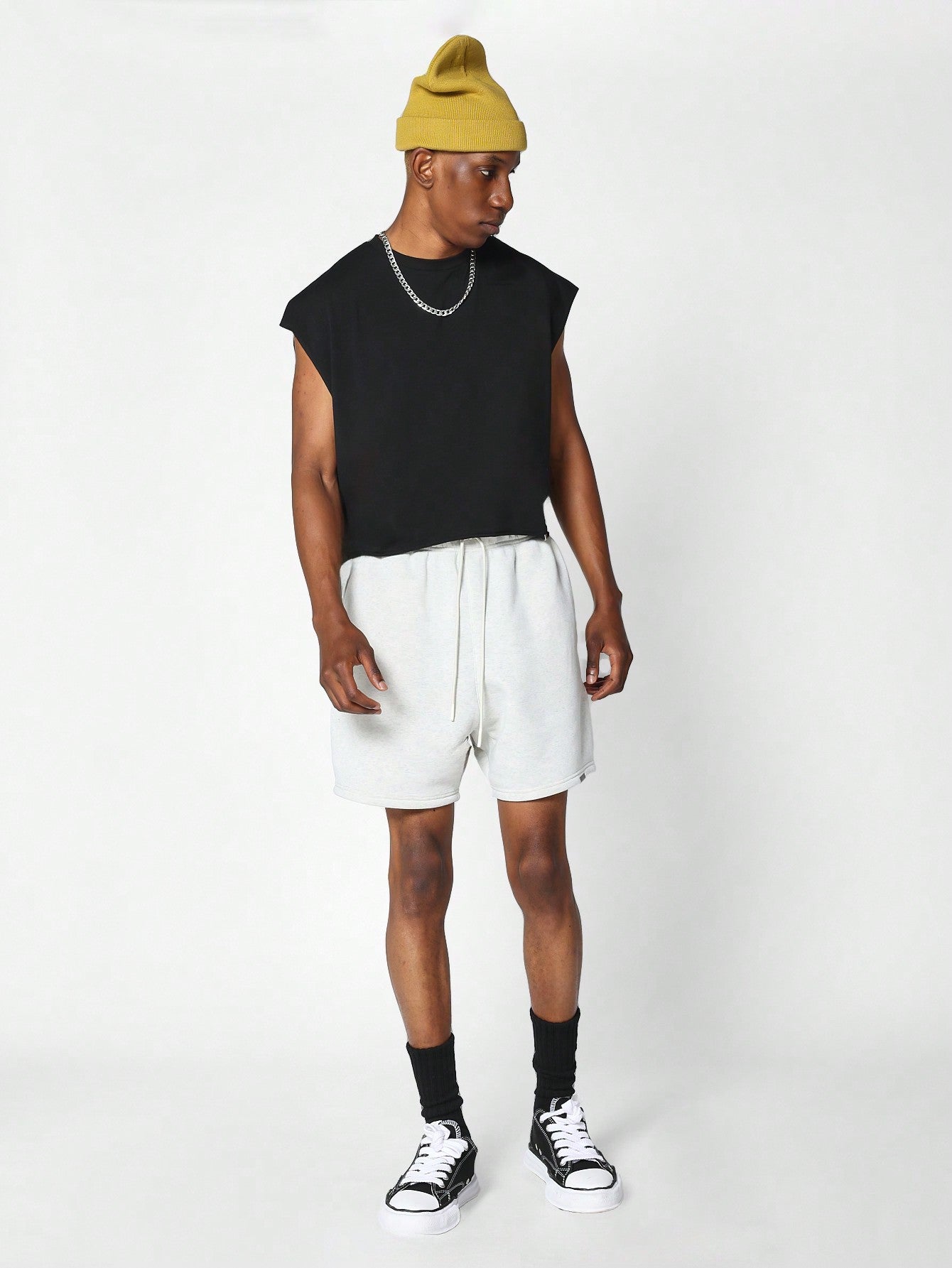 Boxy Raw Edge Crop Essential Tank