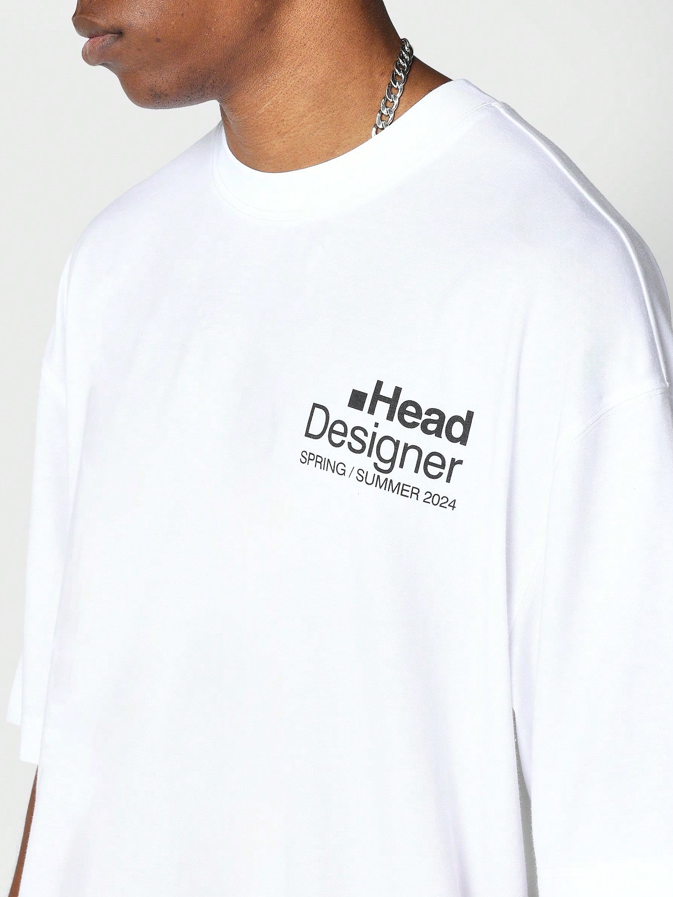 Oversized Fit Tee With Head Designer Graphic Print