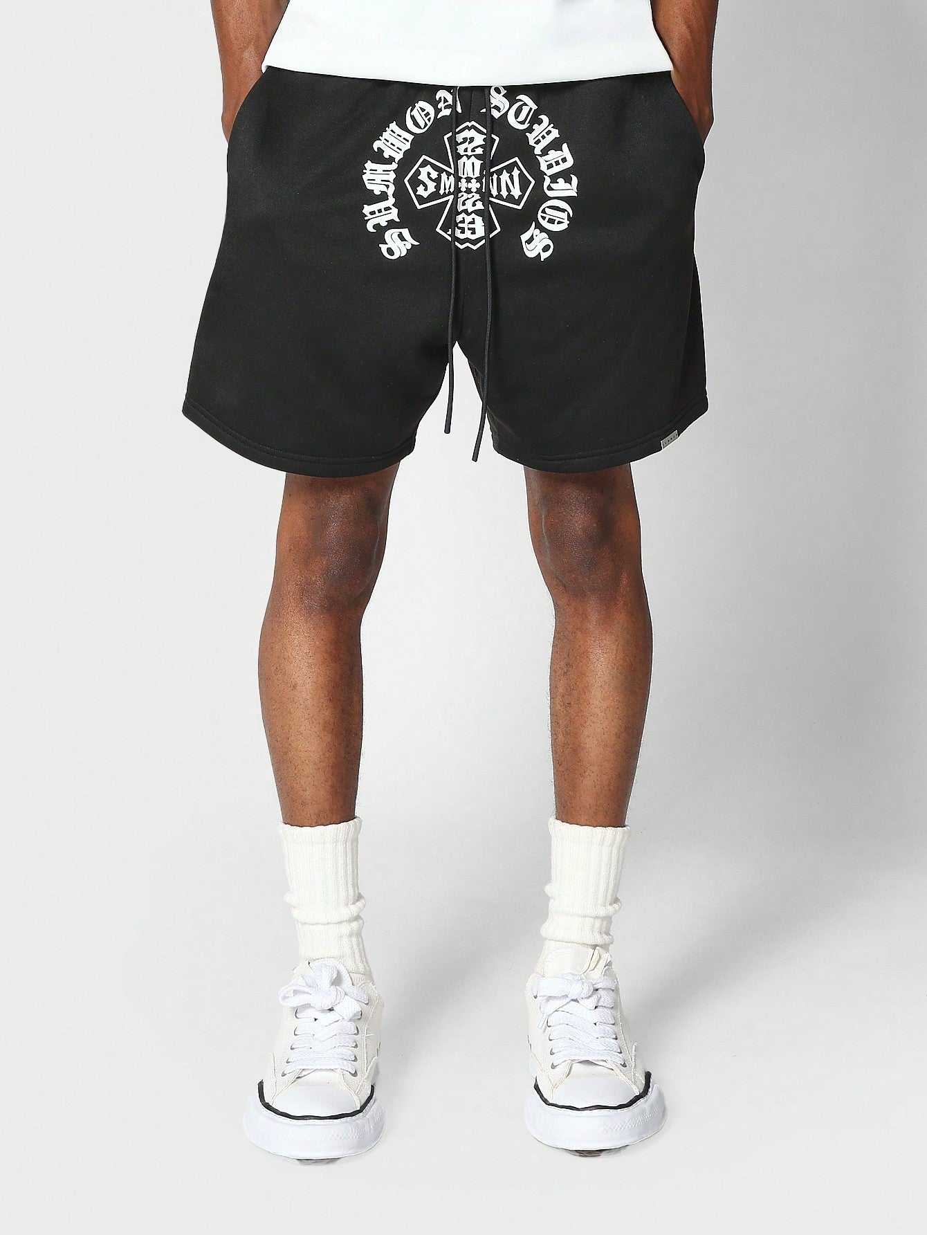 Drop Crotch Short With Front Graphic