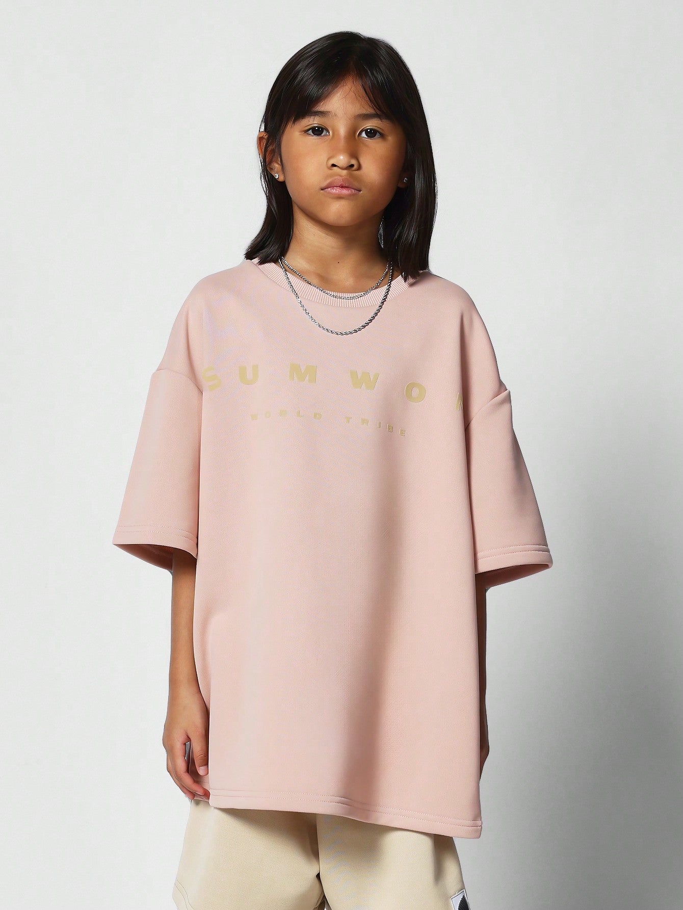 Kids Unisex Oversized Fit Tee With Front Print