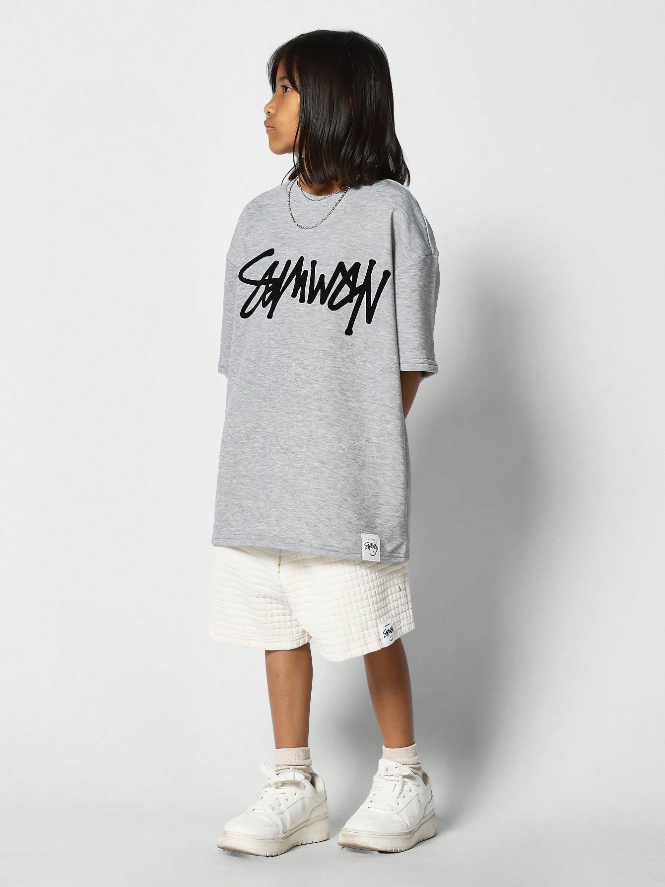 Kids Unisex Oversized Short Sleeve Premium Tee With Flock Print