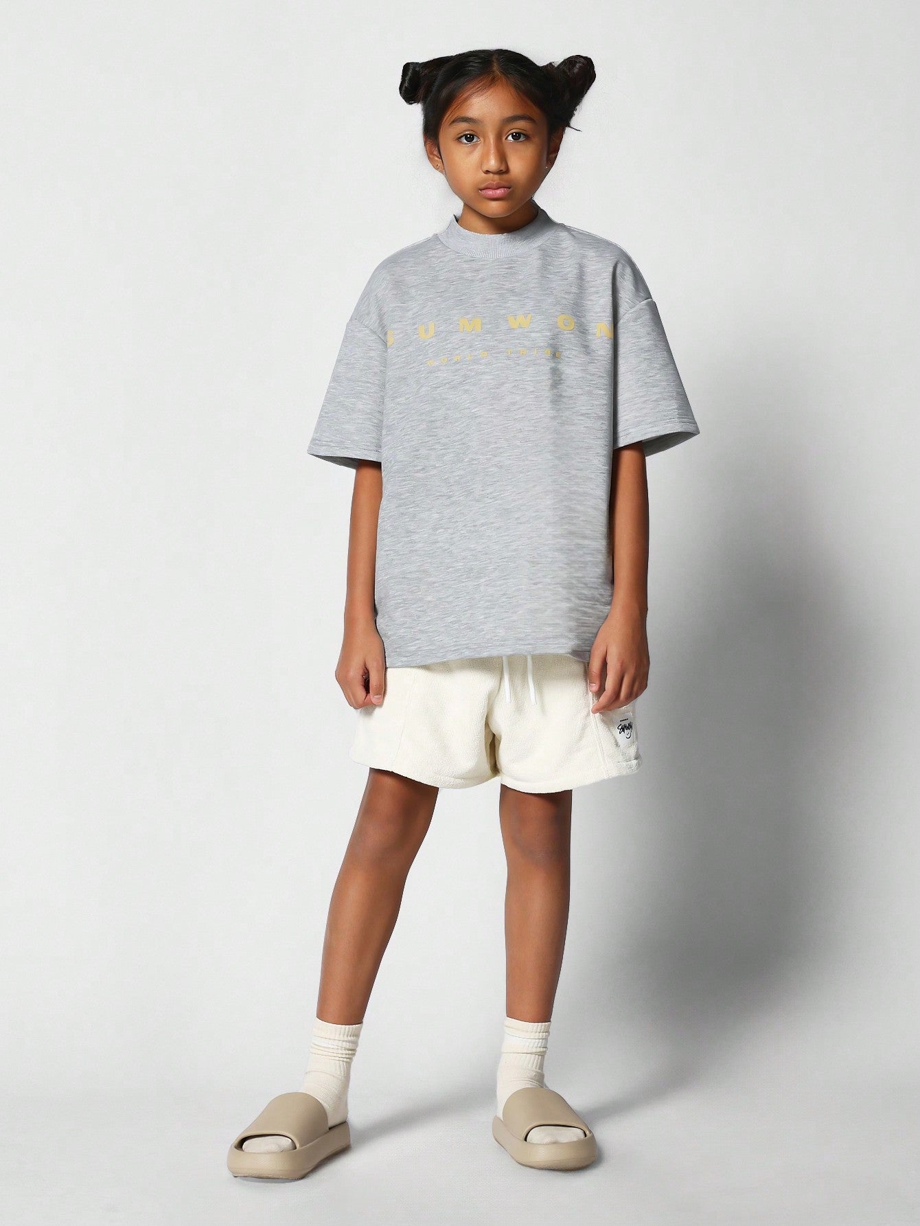 Kids Unisex Oversized Fit Premium Tee With Flock Print