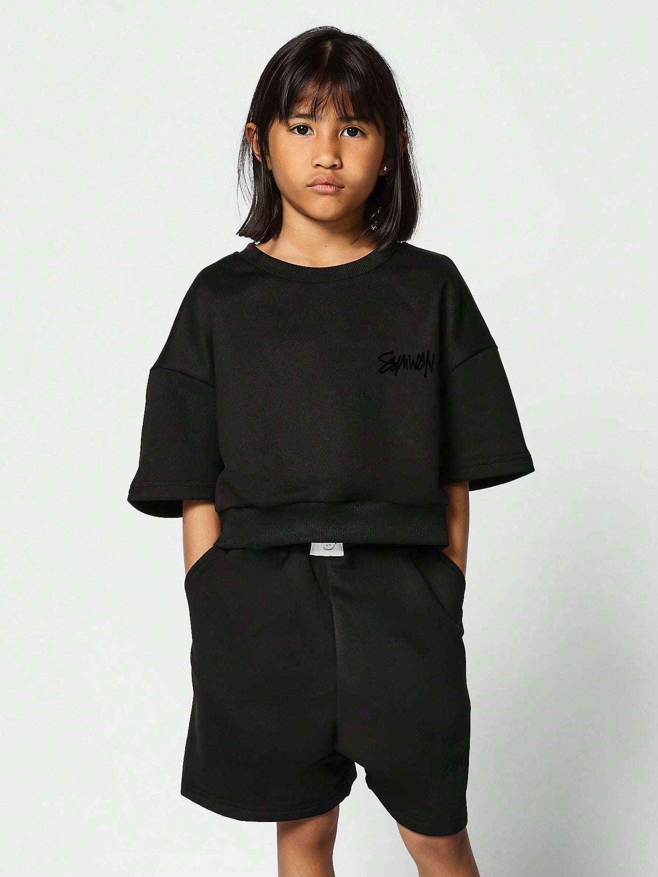 Kids Crop Fit Tee With Short 2 Piece Set