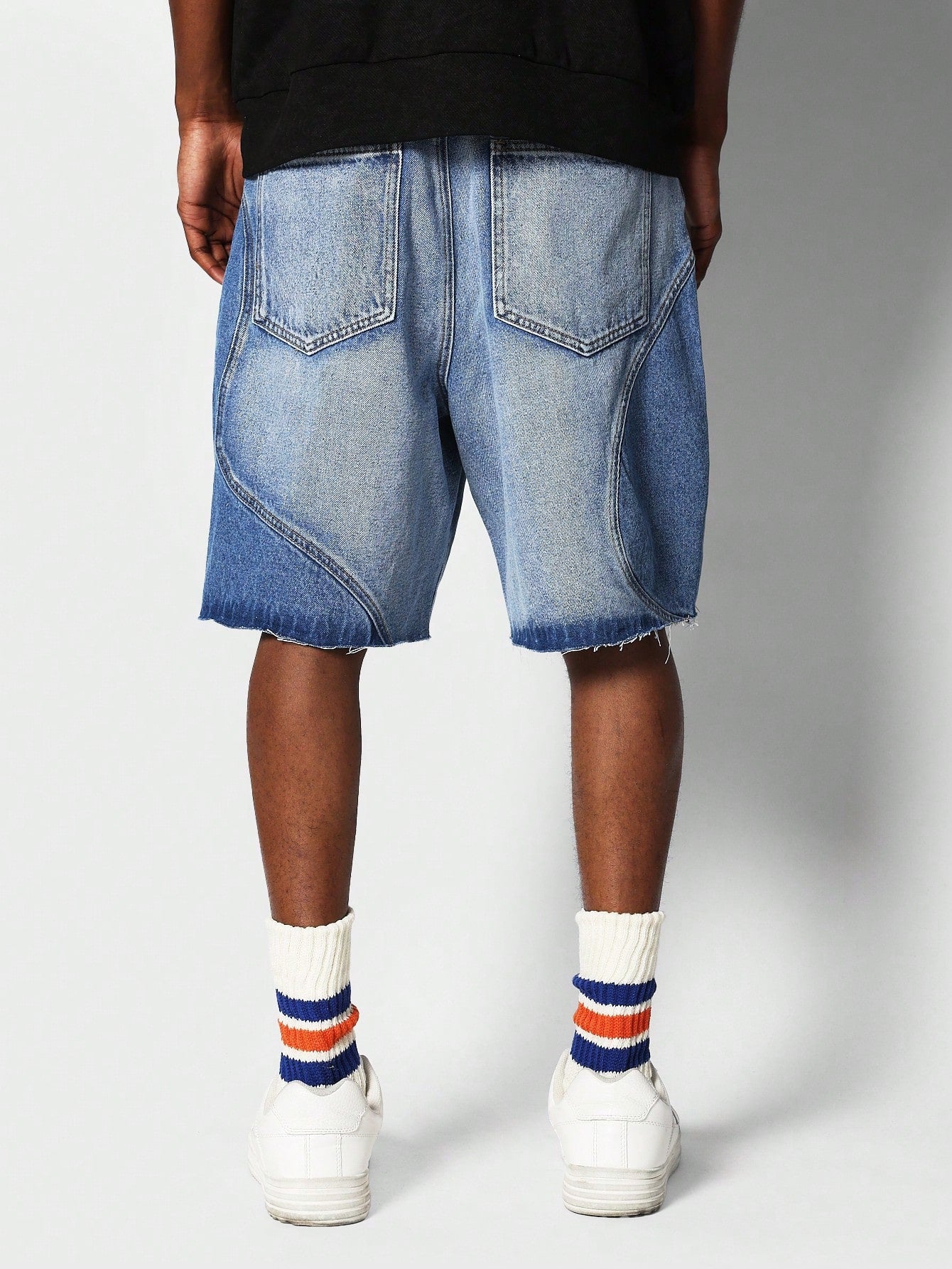 Denim Short With Curve Panels