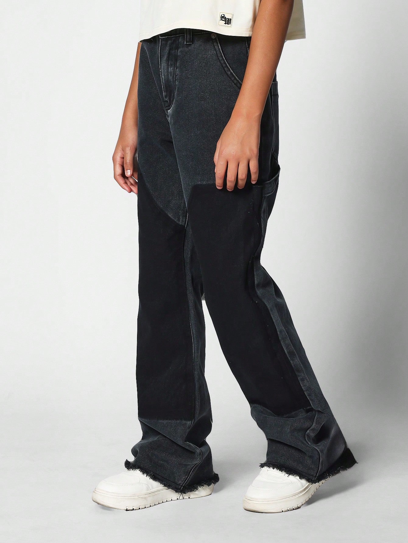 Flare Fit Workwear Jean With Contrast Panel Back To School