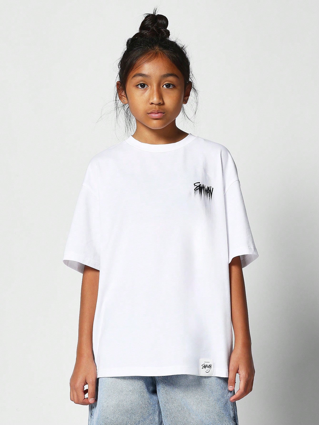 Tween Girl Oversized Tee With Front And Back Print