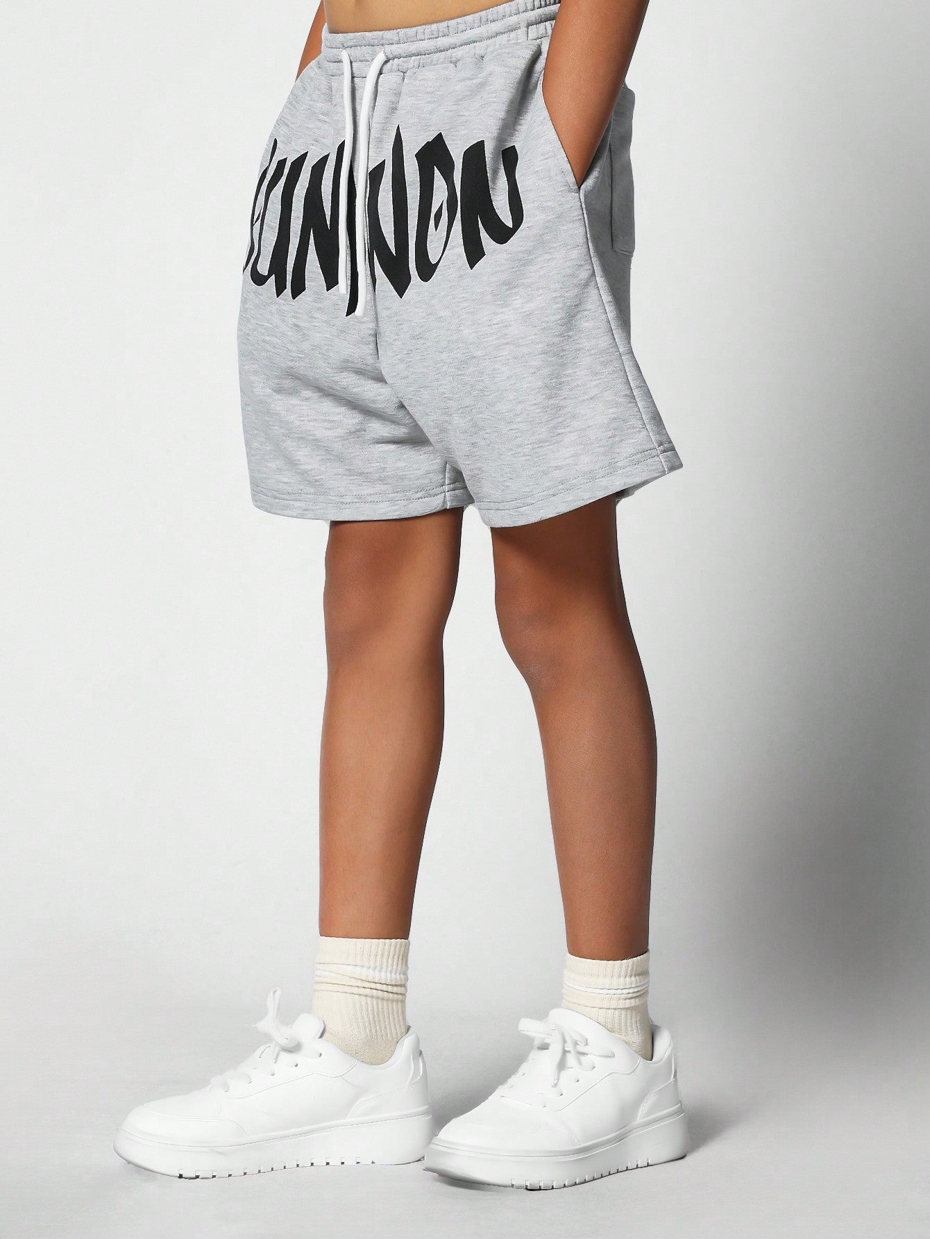 Kids Unisex Drop Crotch Short With Front Print