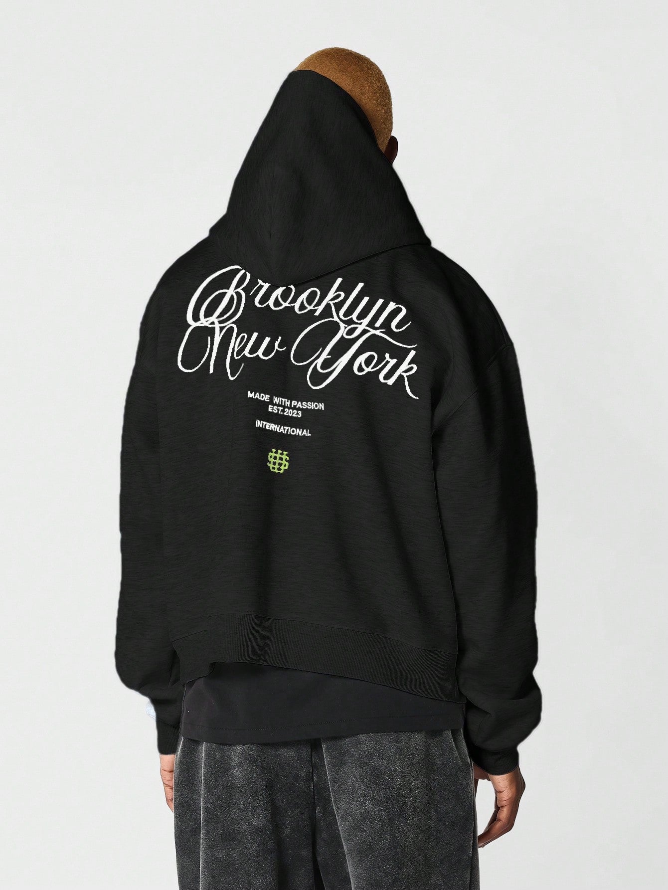 Regular Fit Overhead Hoodie With Front And Back Embroidery