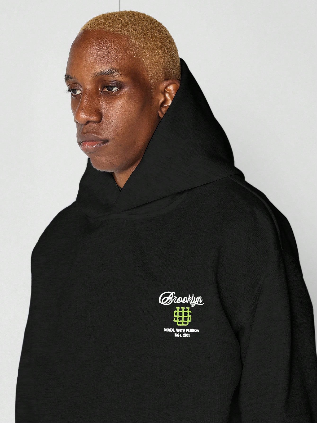 Regular Fit Overhead Hoodie With Front And Back Embroidery