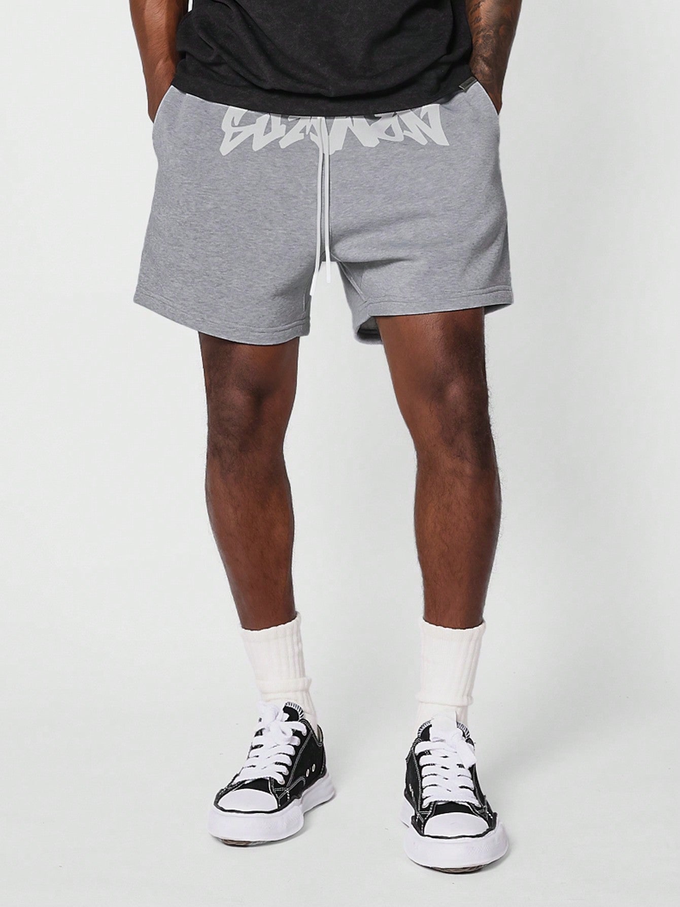 Drop Crotch Short With Front Graphic