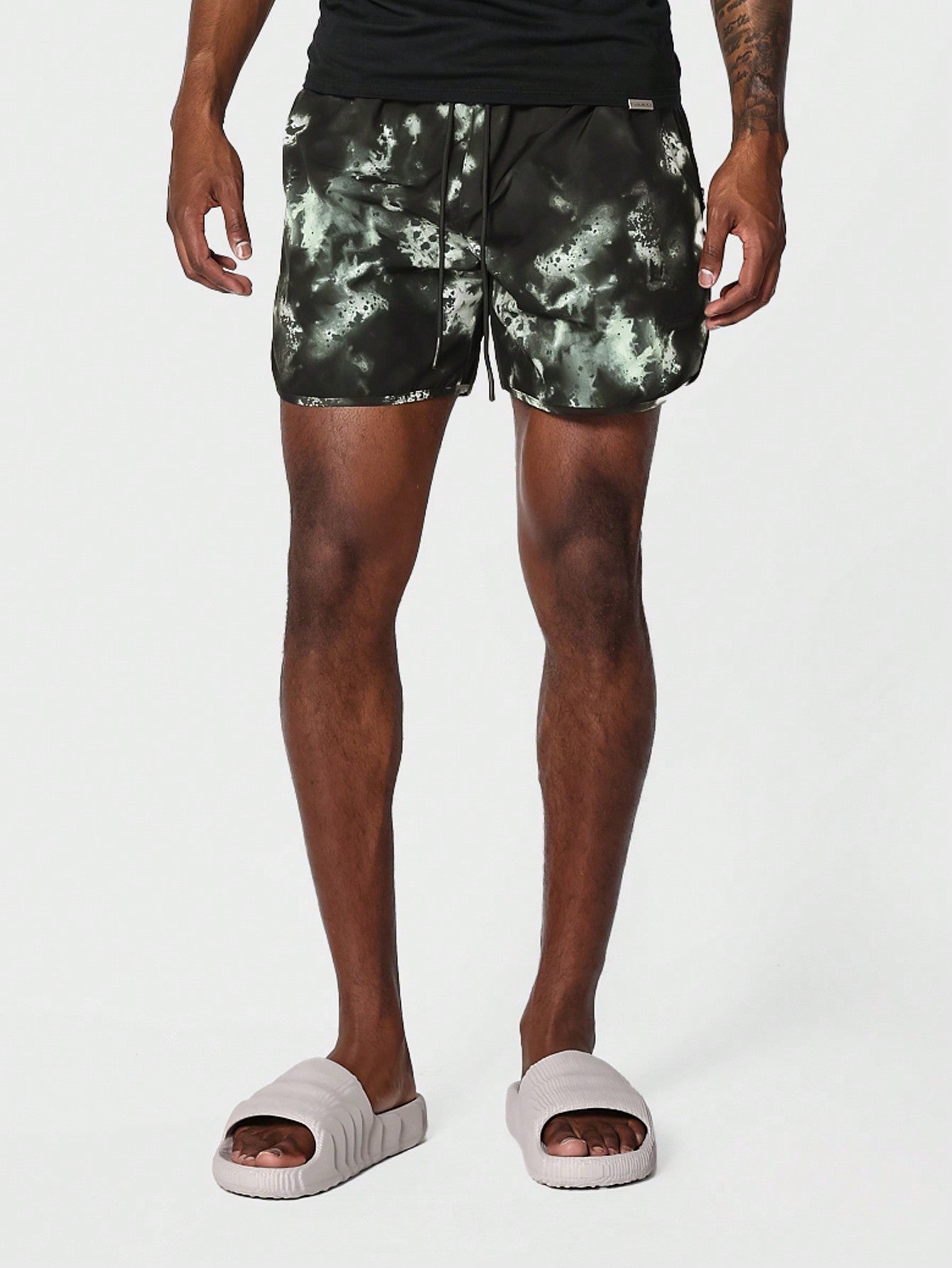 Printed Curved Hem Swim Short