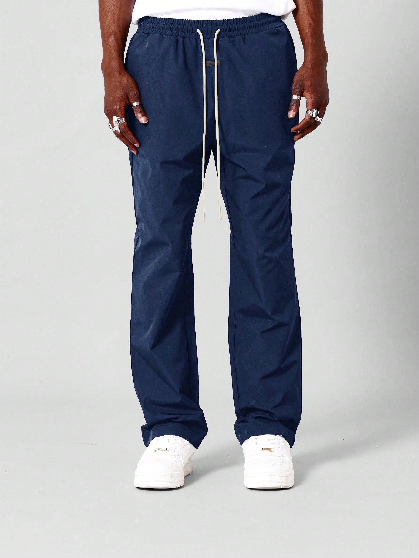 Straight Fit Nylon Jogger Trouser With Elastic Waistband