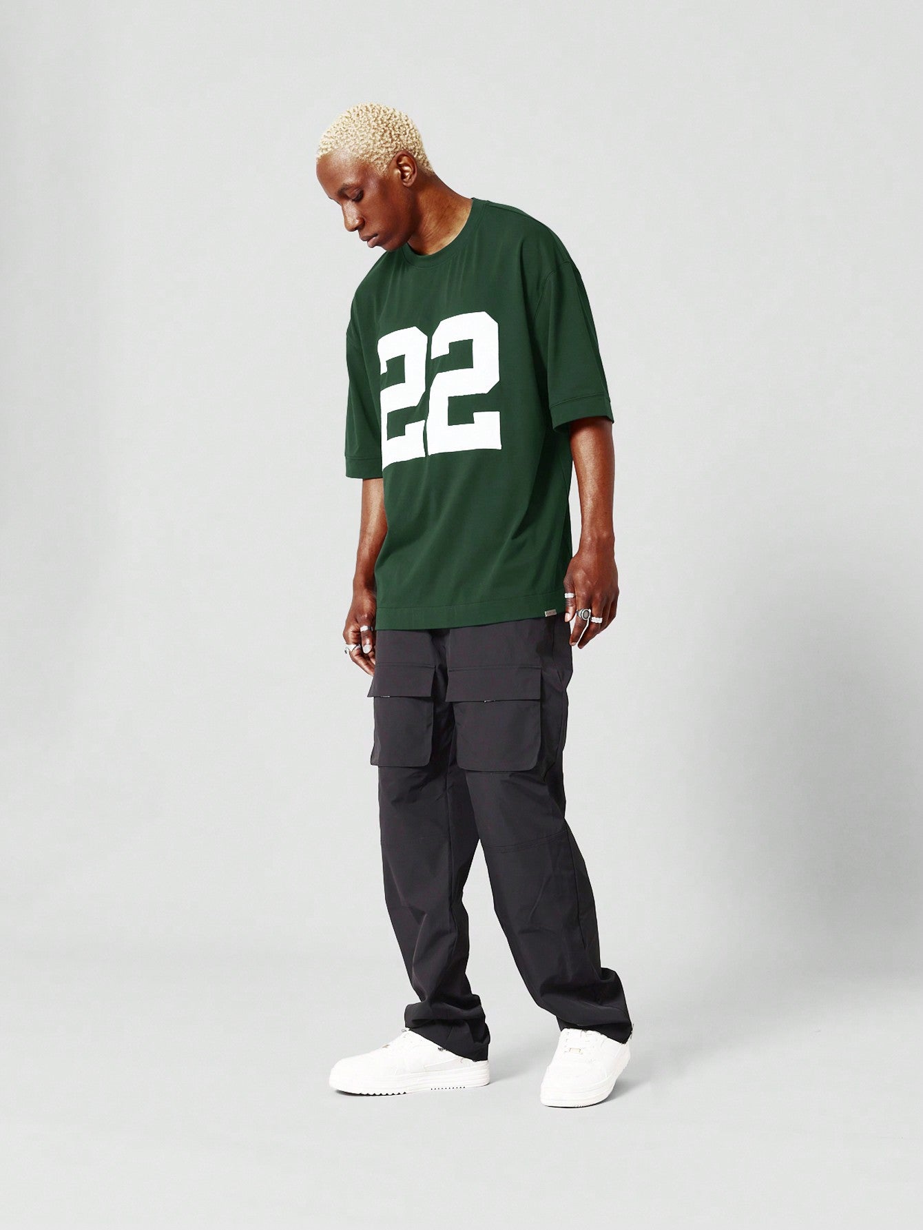 Oversized Fit Tee With Number Graphic Print