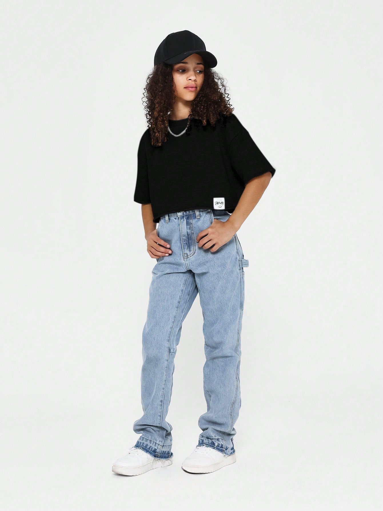 Tween Girls Crop Fit Essential Tee