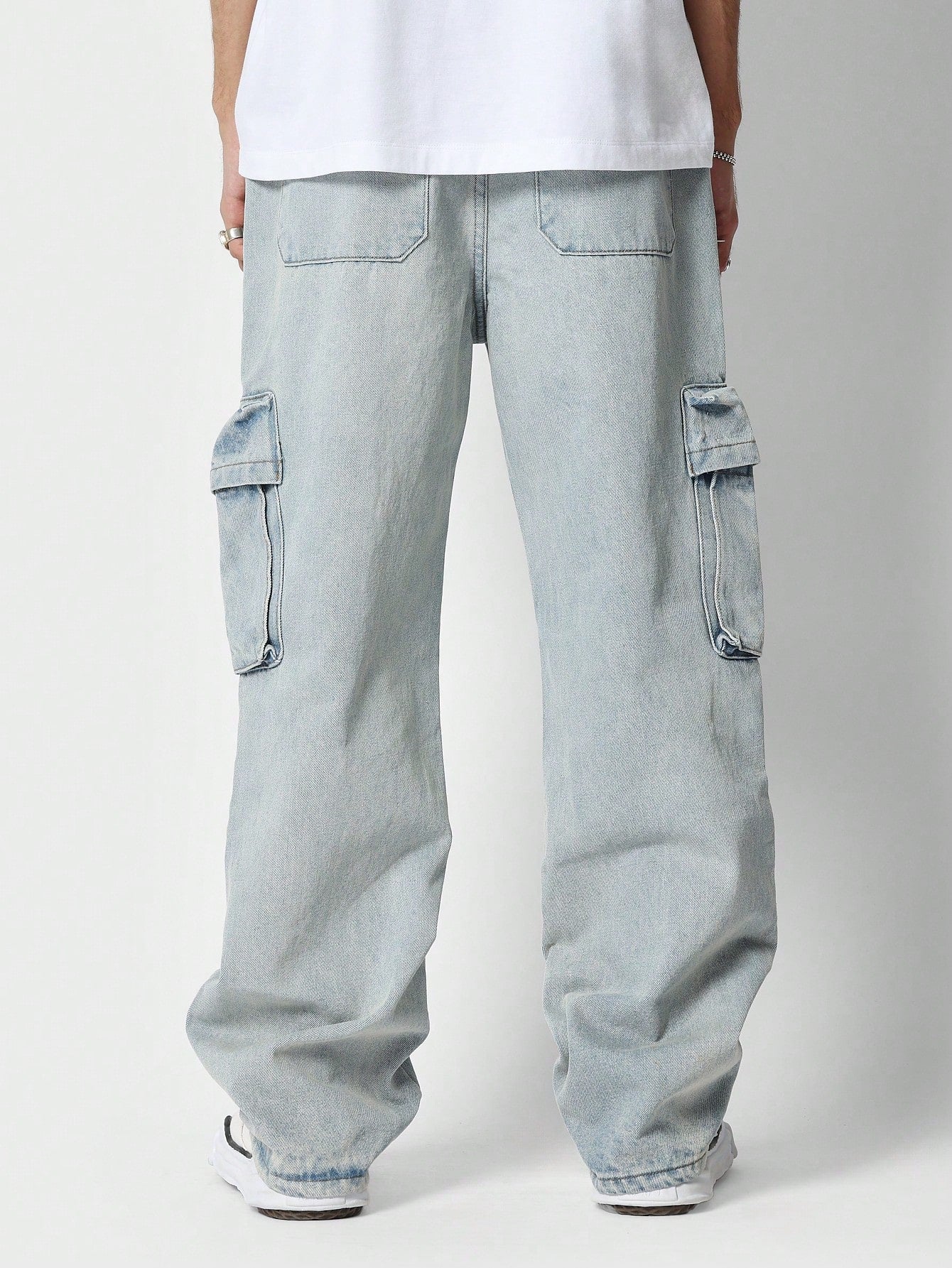 Flare Fit Distressed Cargo Jean
