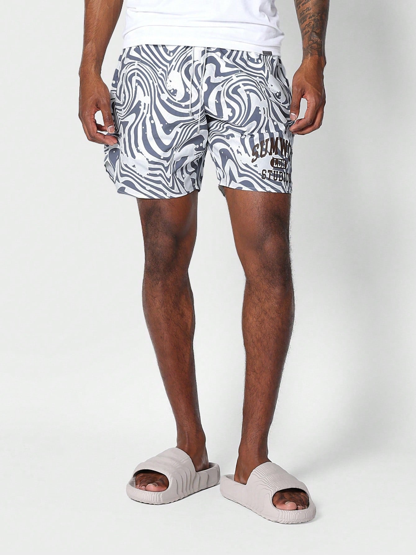 Nylon Short With All Over Print