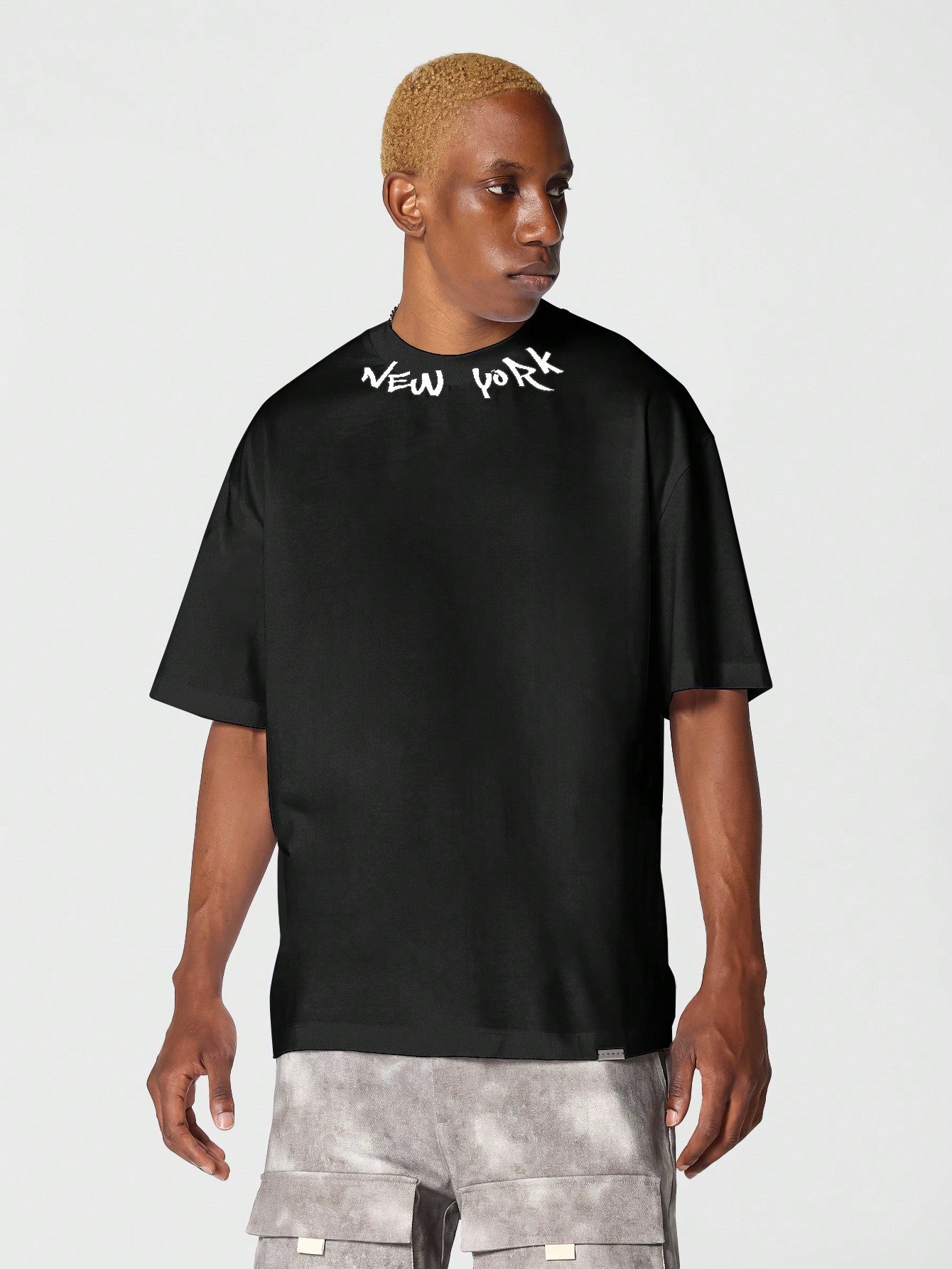 Heavyweight Tee With Collar Graphic Print