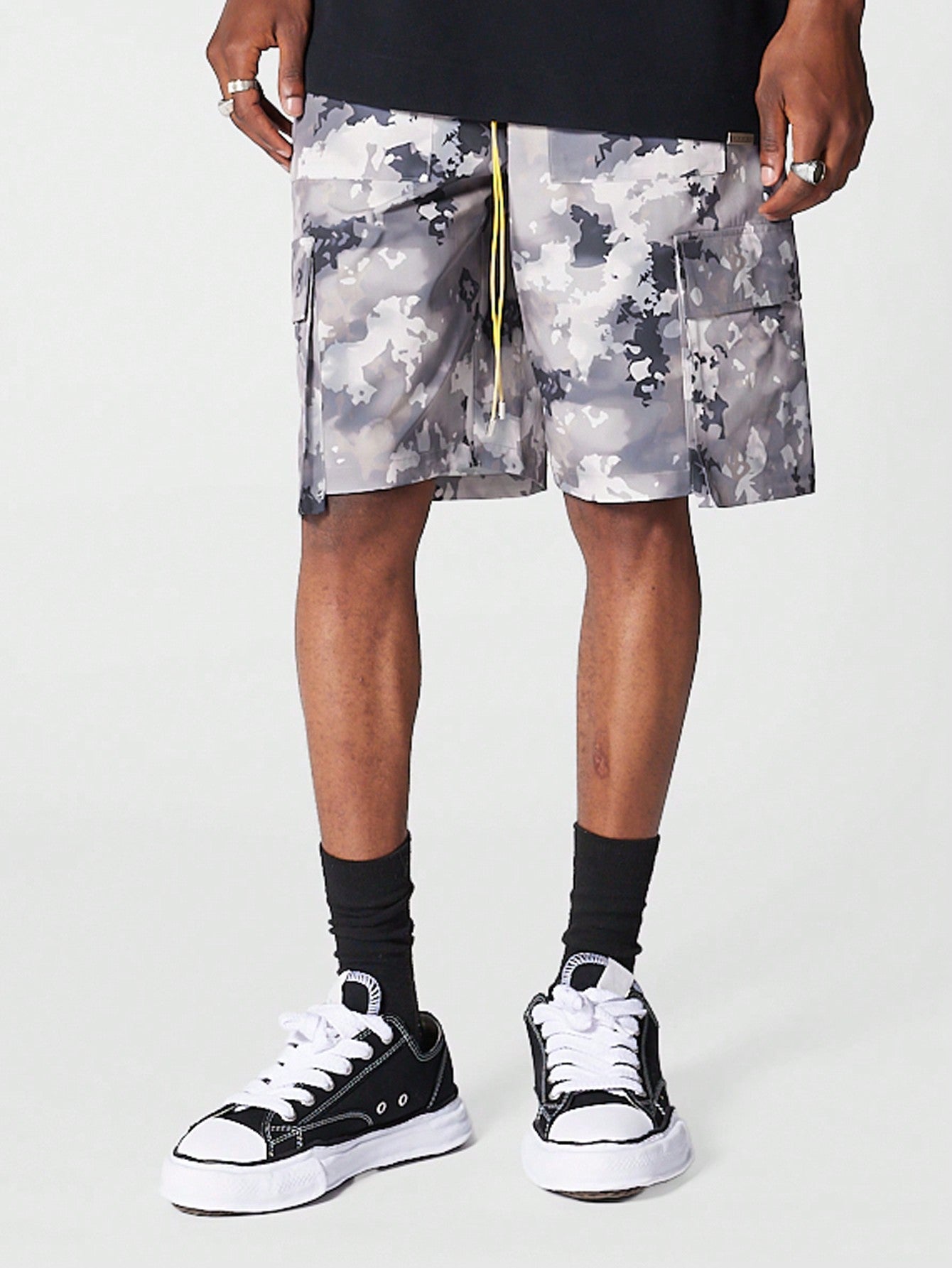 Nylon Cargo Short With All Over Print