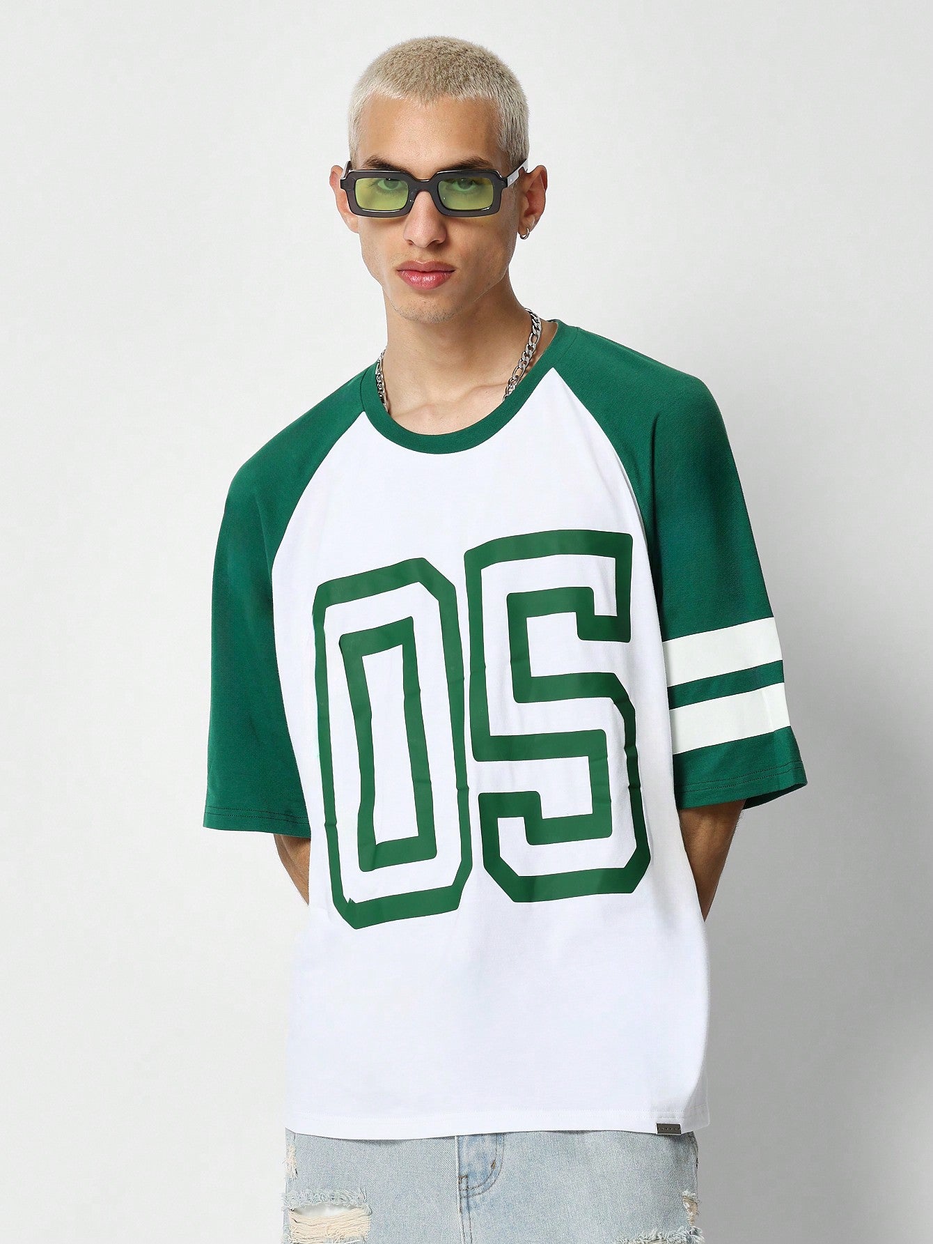 Raglan Tee With Front Number Graphic Print