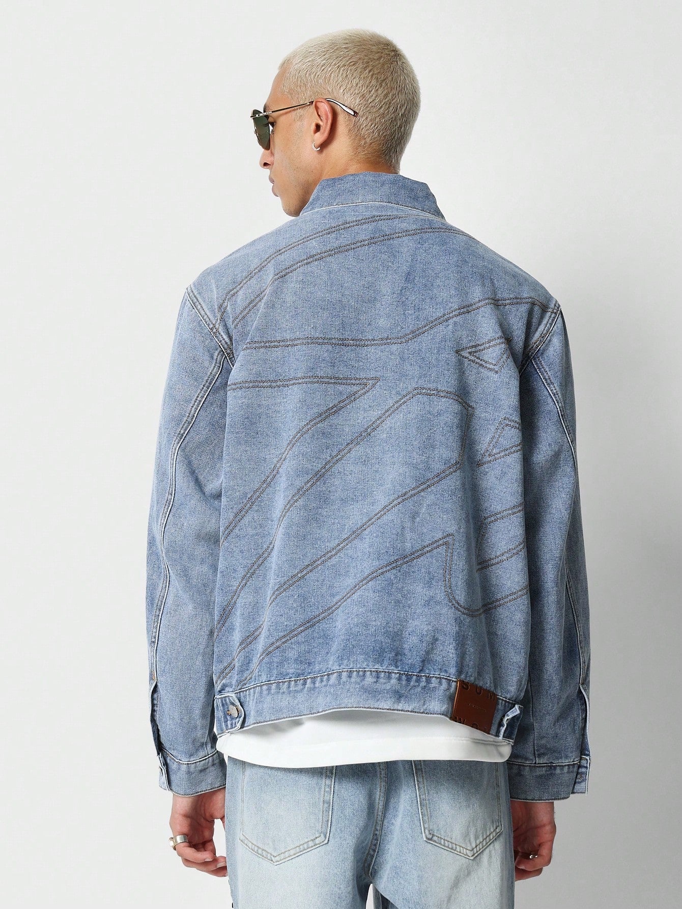 Denim Jacket With Contrast Back Stitch Pattern