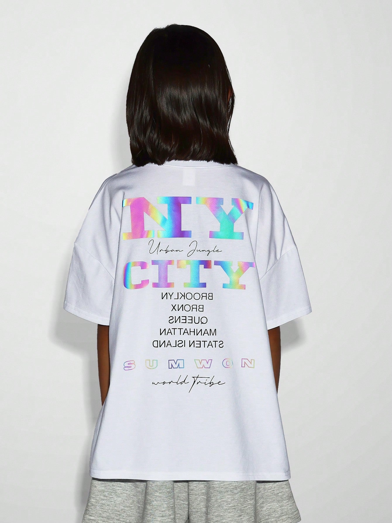 Kids Unisex Tee With Reflective NY Print