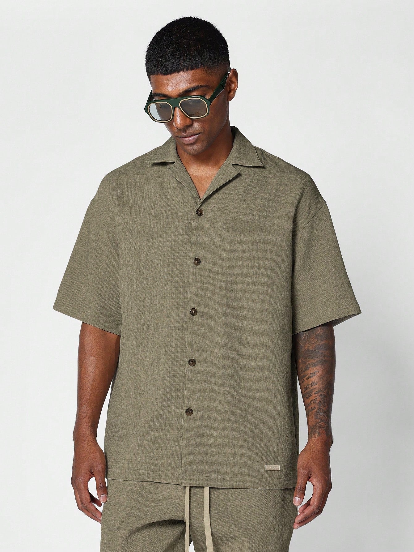 Regular Fit Textured Revere Collar Shirt