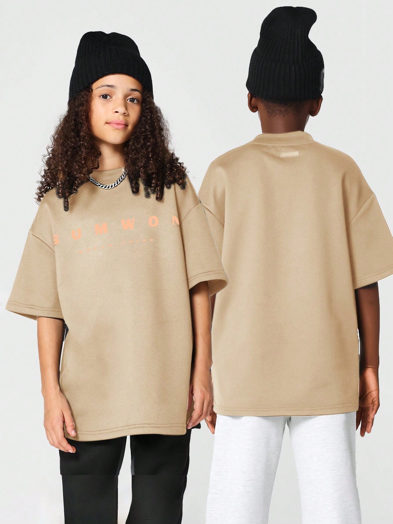 Kids Unisex Oversized Fit Premium Tee With Flock Print