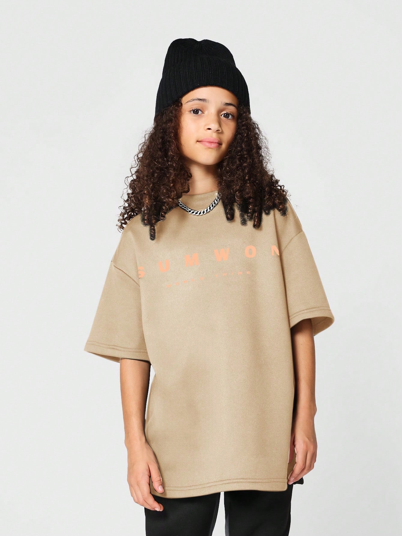 Kids Unisex Oversized Fit Premium Tee With Flock Print