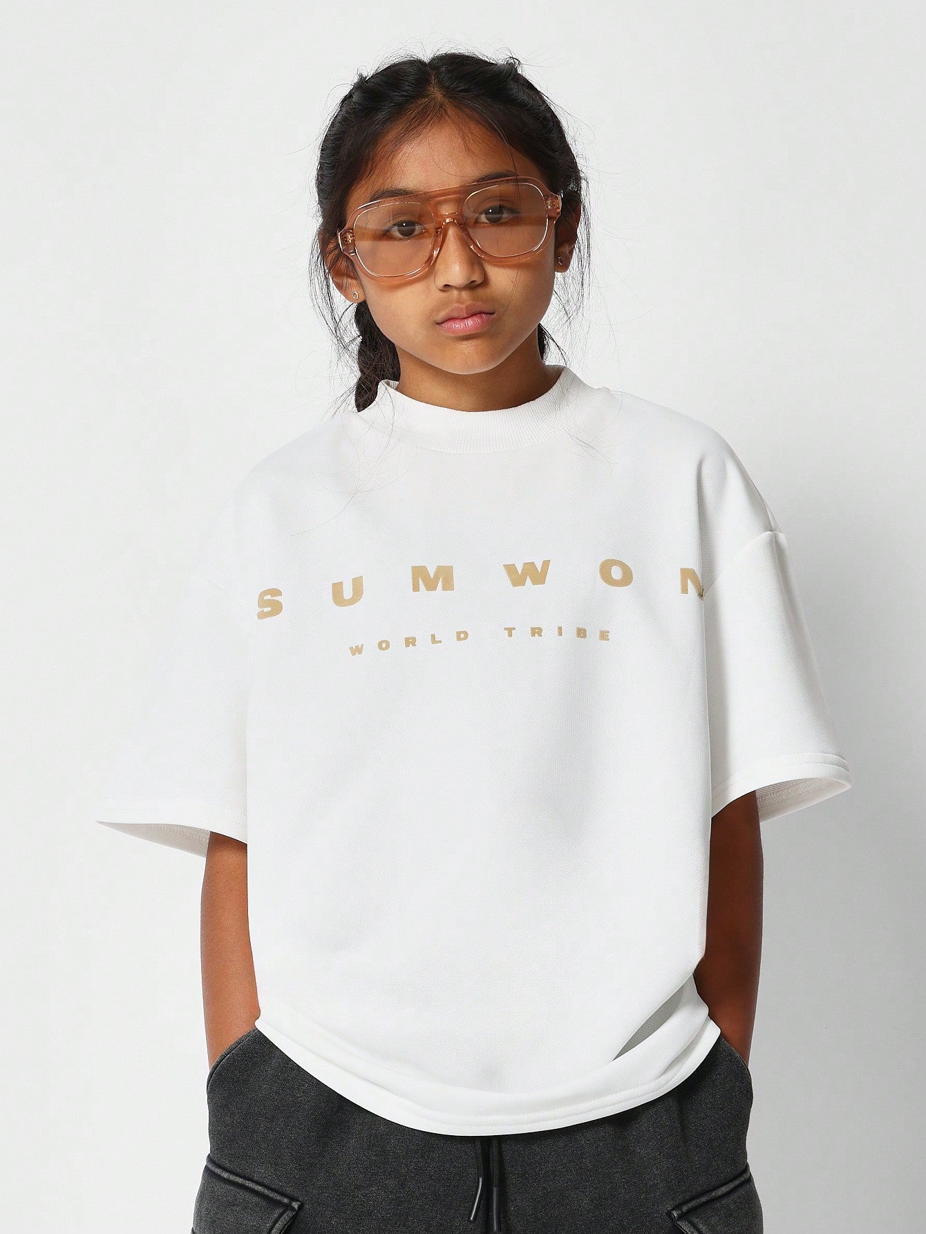 Tween Girl Oversized Fit Tee With Front Print