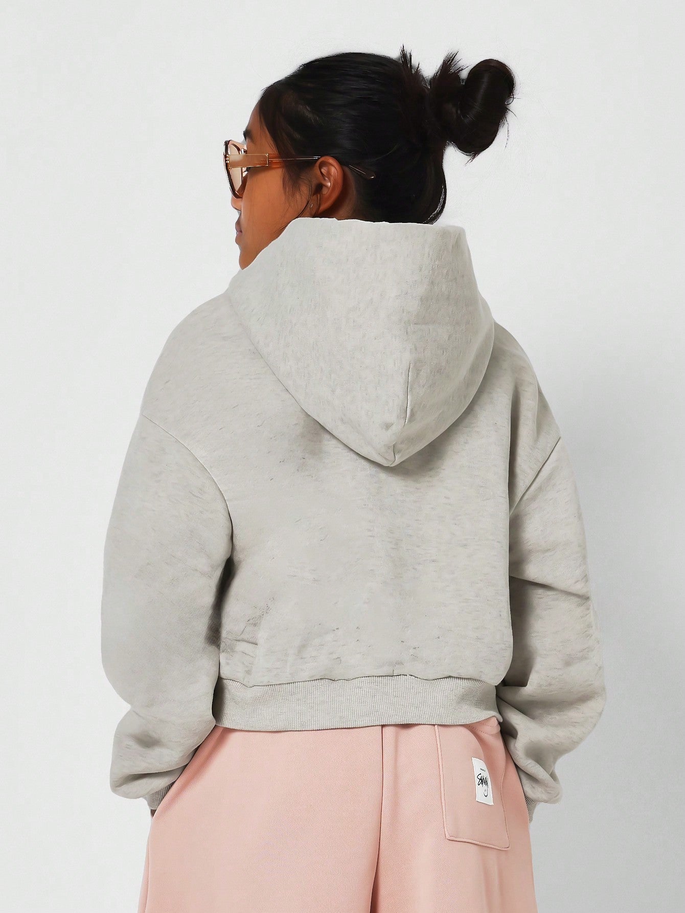 Crop Fit Zip Through Essential Hoodie