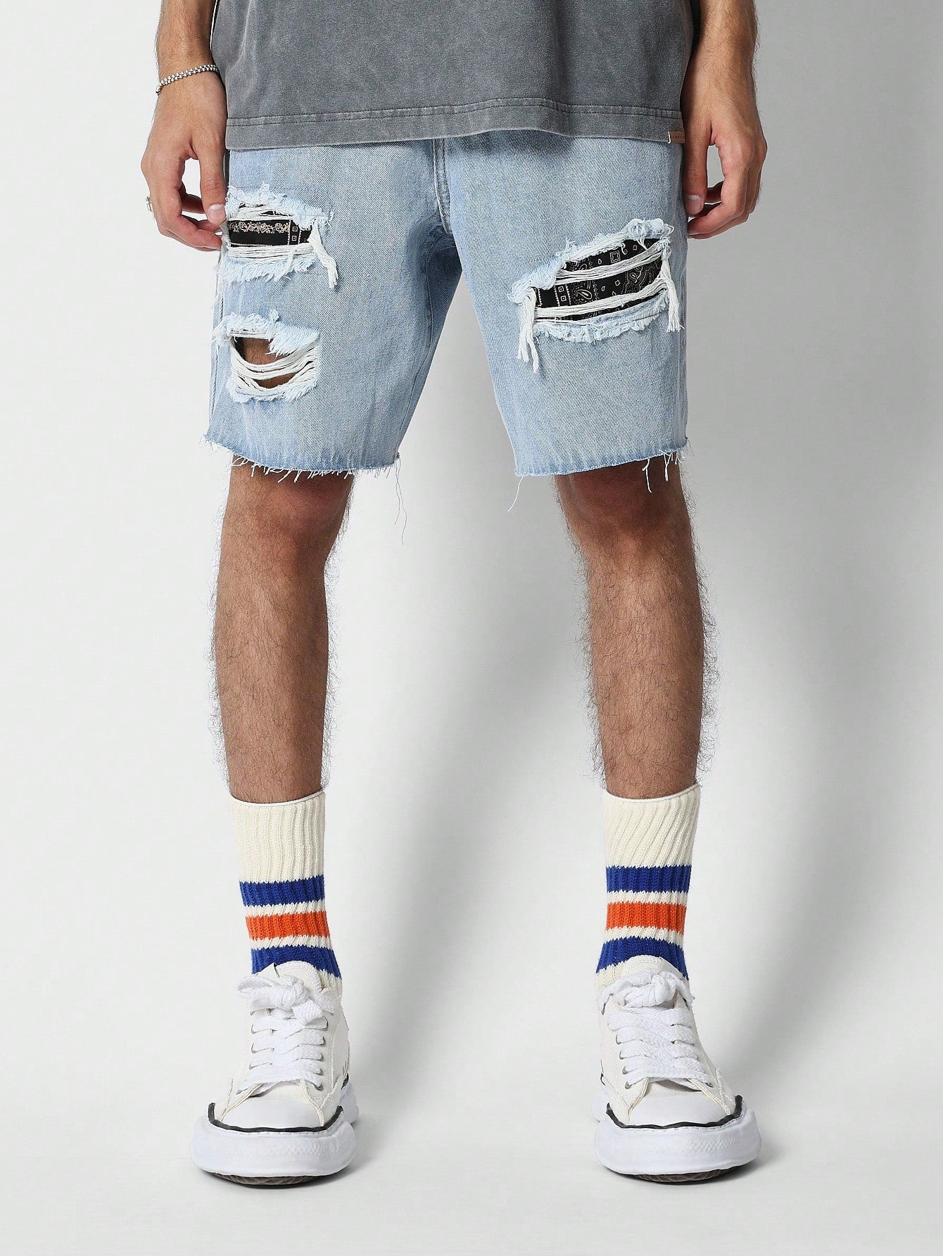 Raw Hem Distressed Denim Short