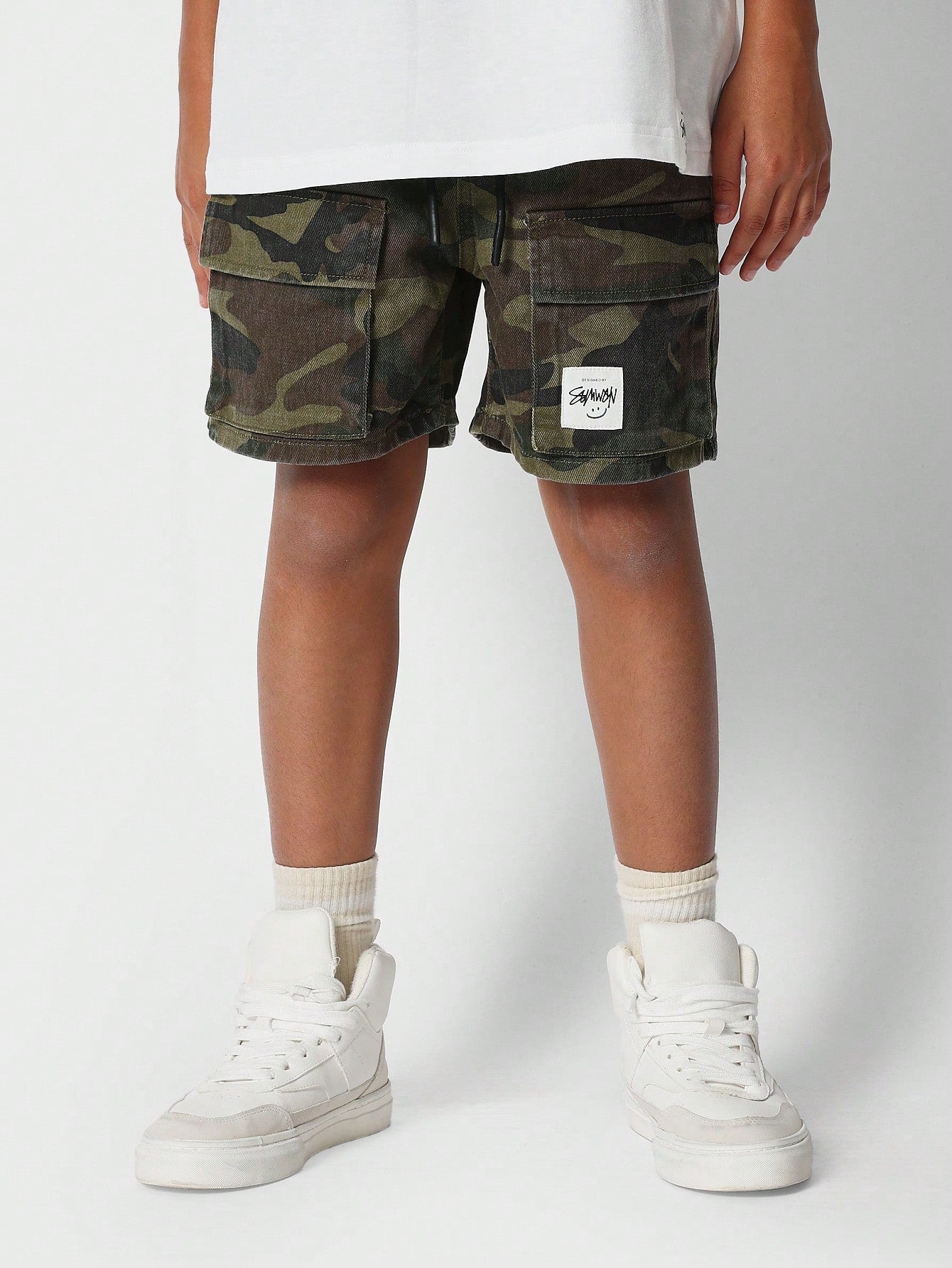 Kids Unisex Camo Denim Cargo Short