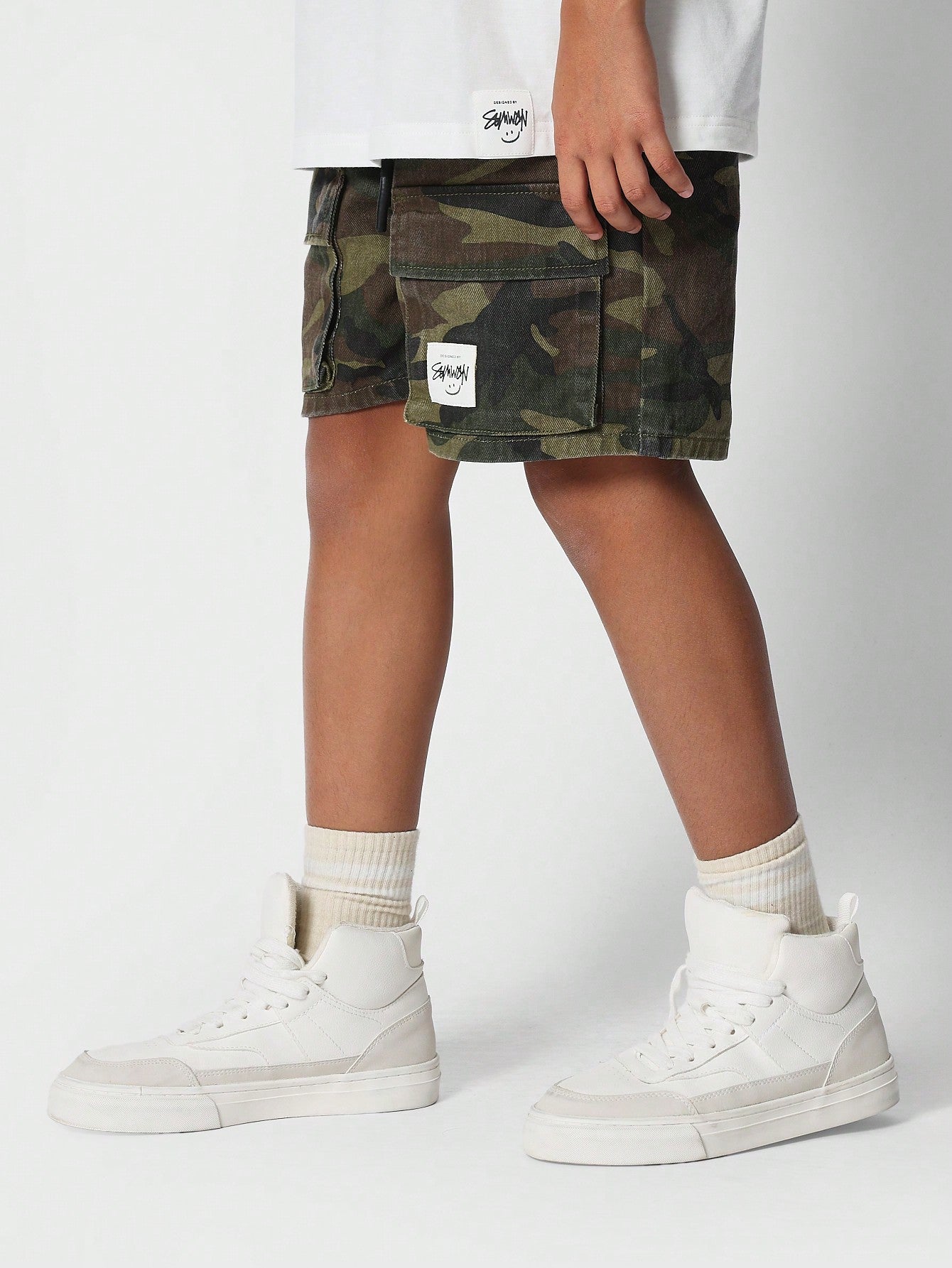 Kids Unisex Camo Denim Cargo Short