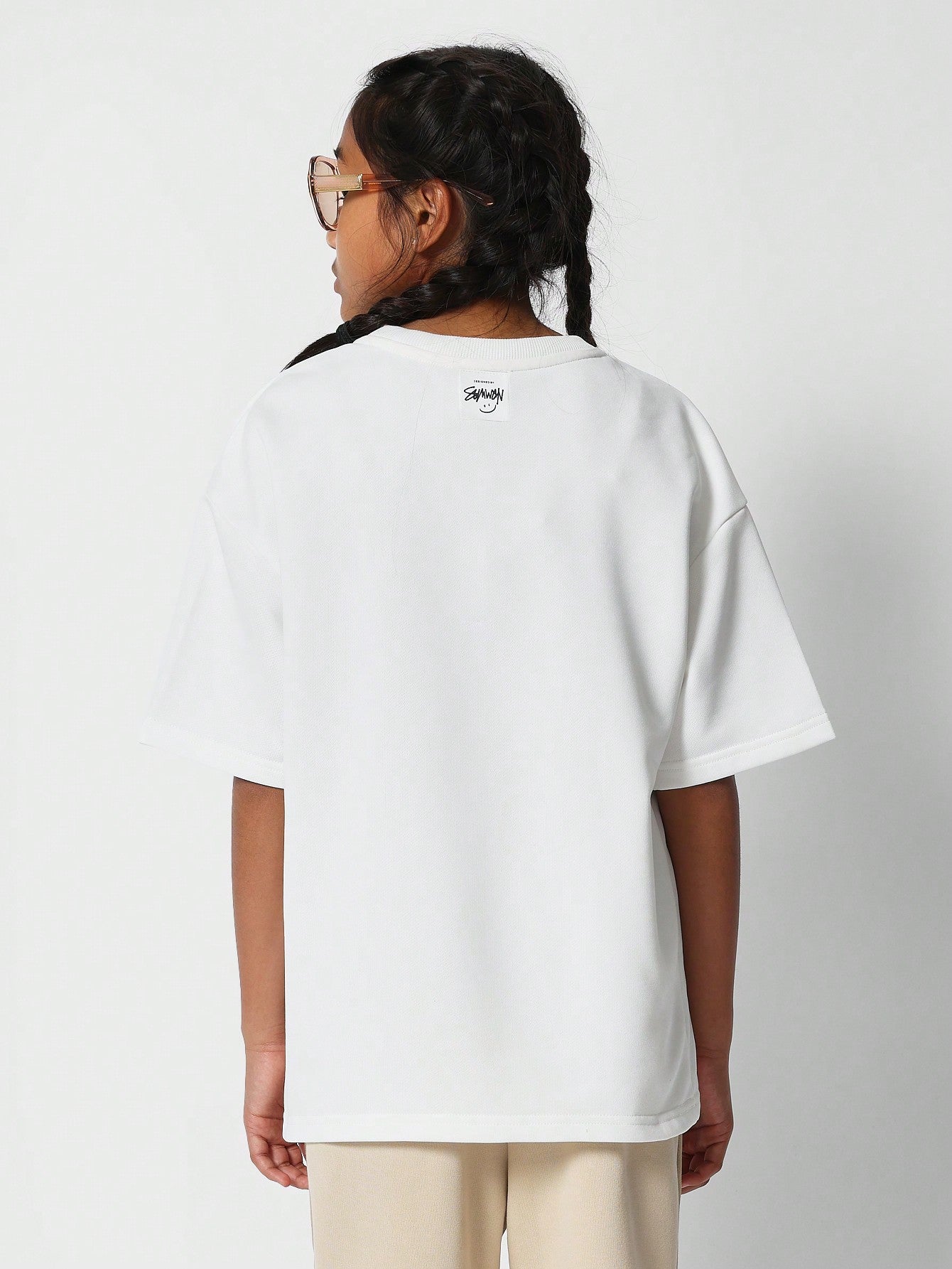 Kids Unisex Oversized Fit Tee With Front Embossed Print Back To School