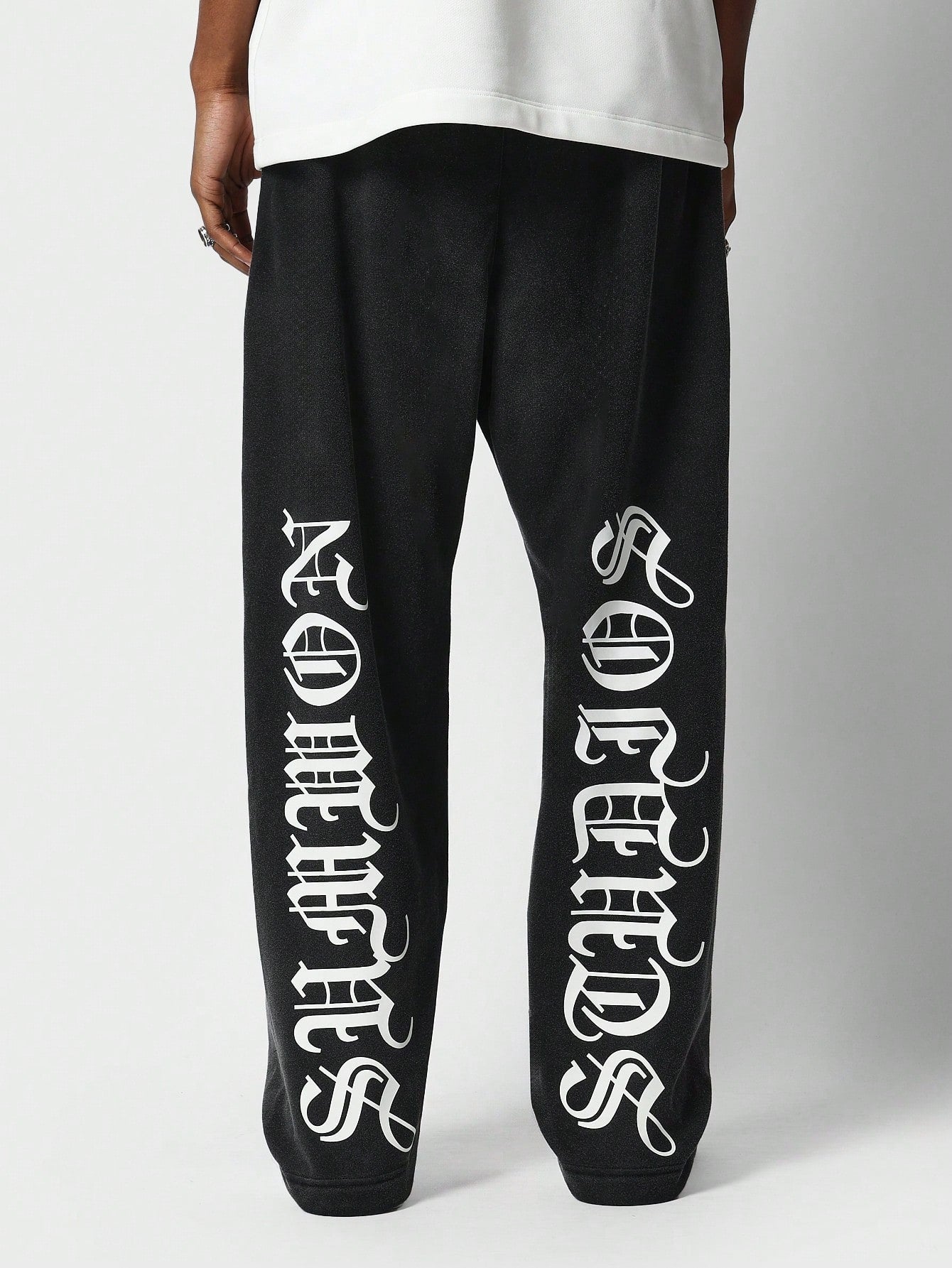 Drop Crotch Jogger With Back Gothic Font Graphic Print