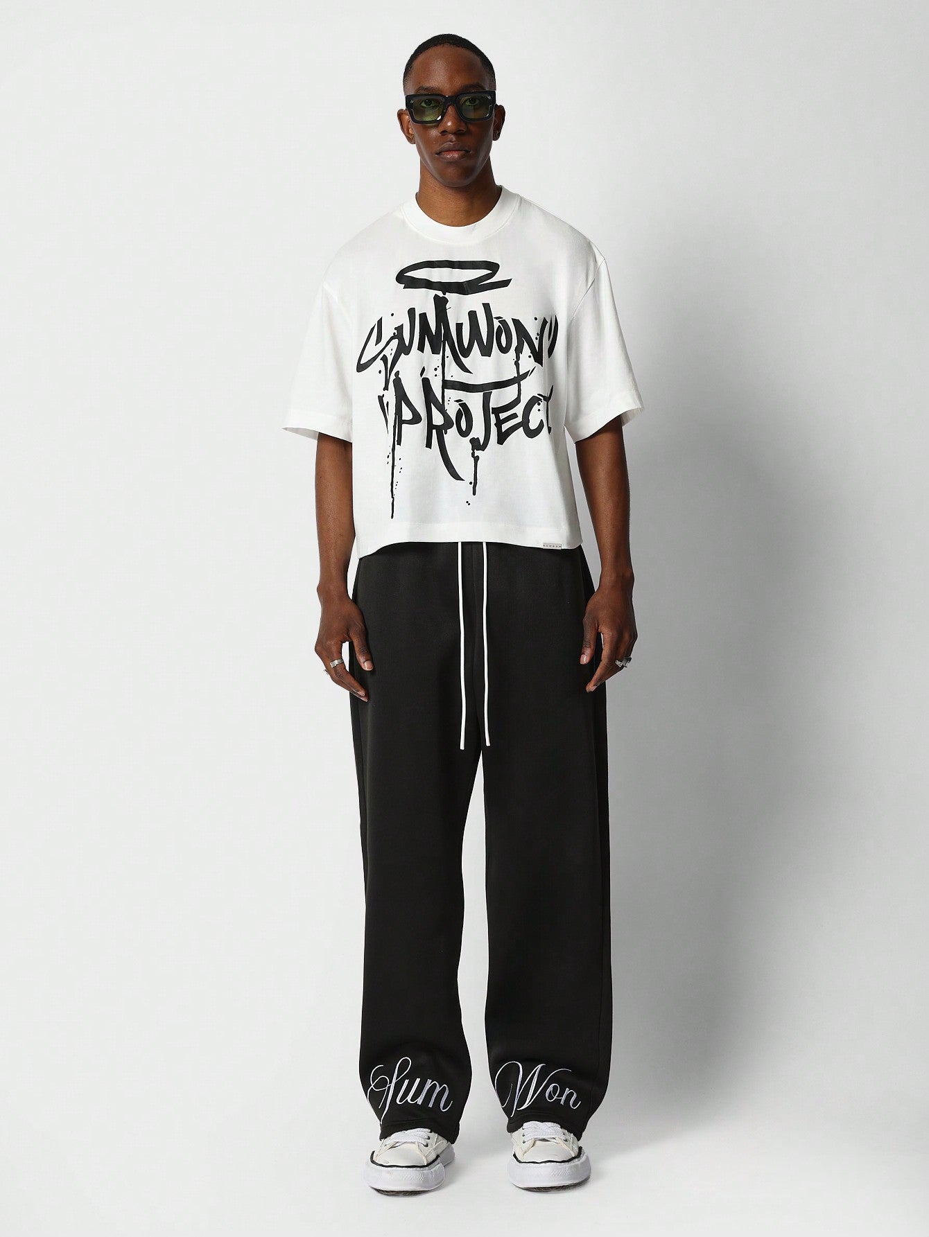 Drop Crotch Jogger Pants With Front Graphic