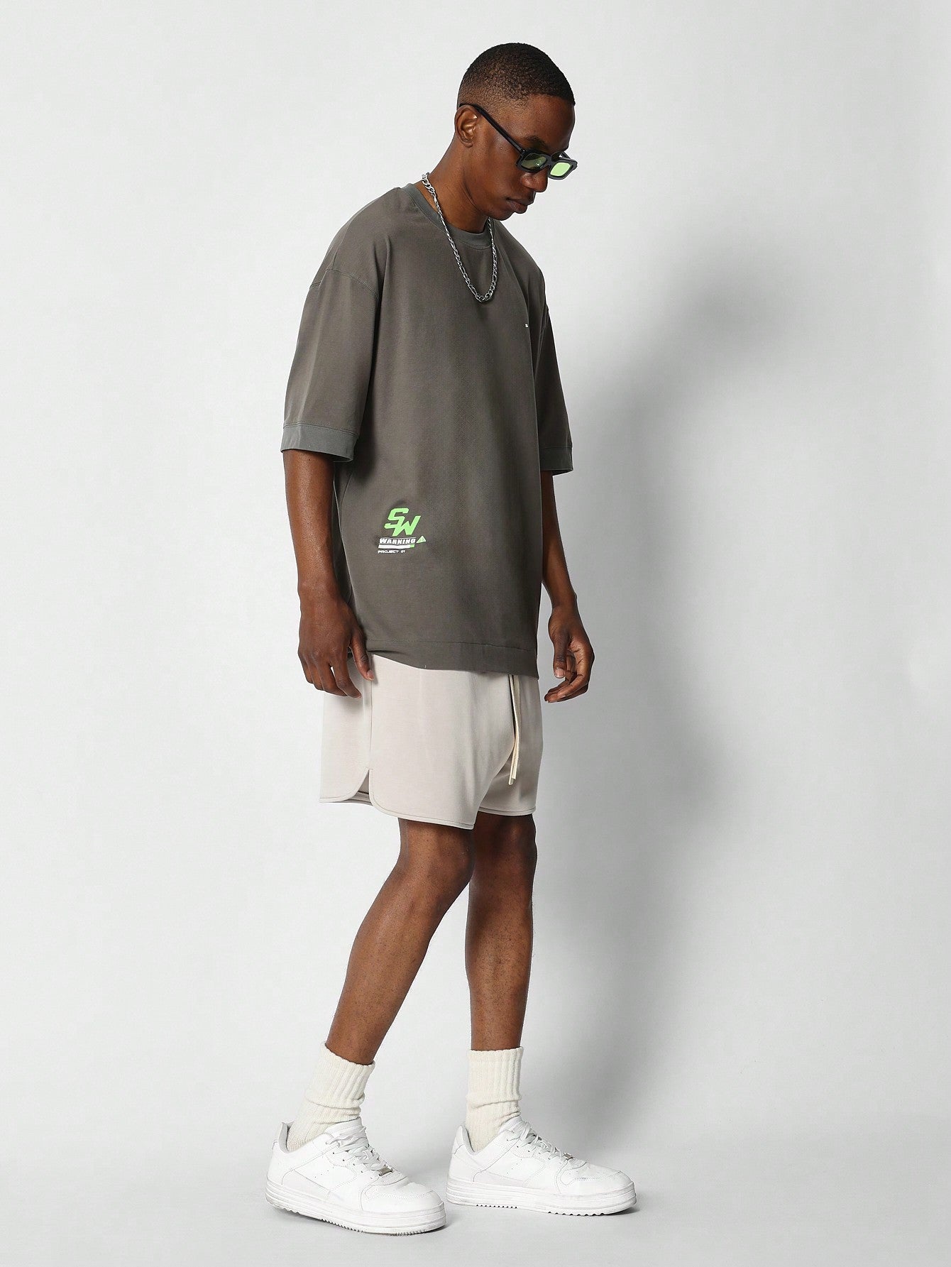 Oversized Fit Tee With Front Graphic Print