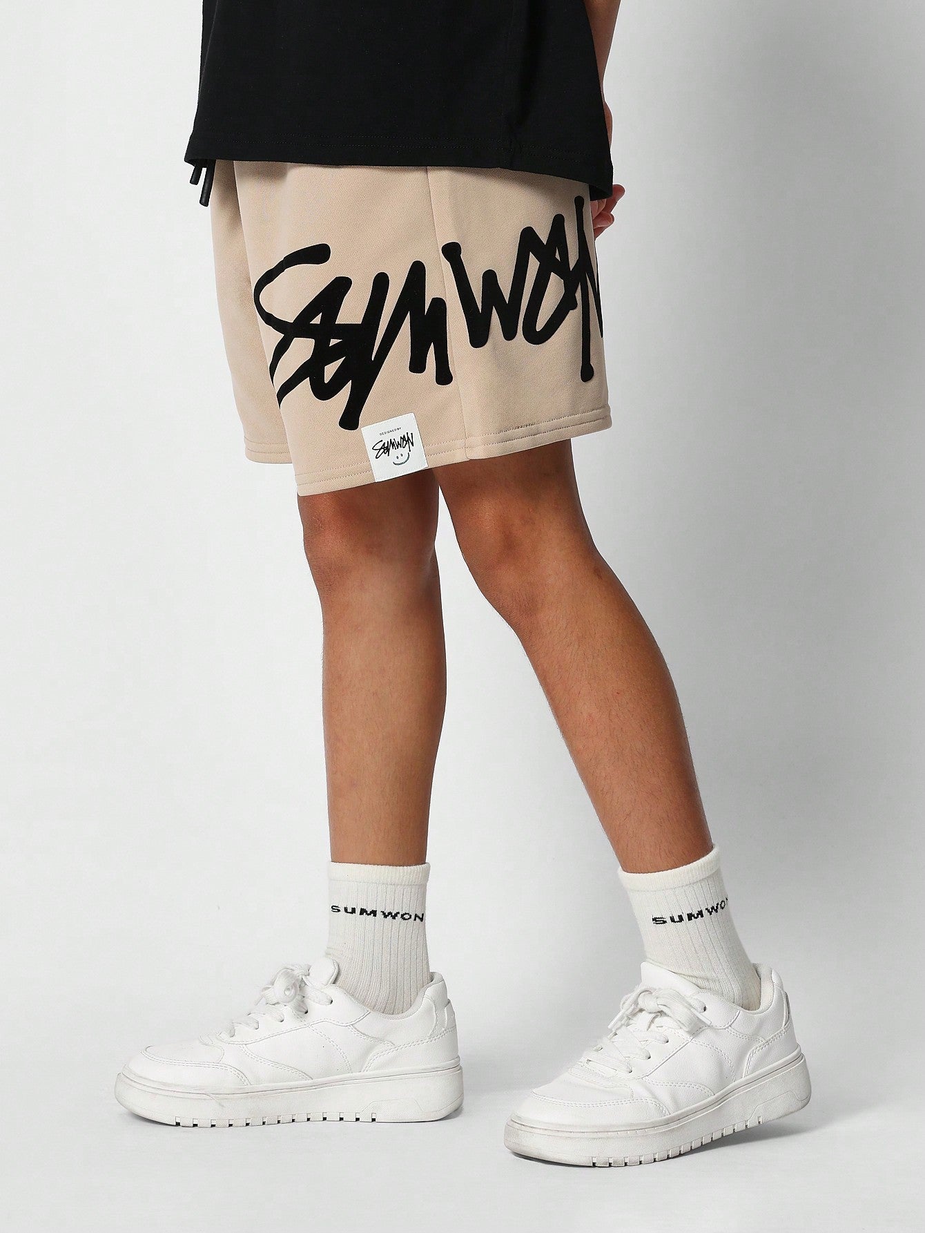 Tween Girl Drop Crotch Short With Letter Print