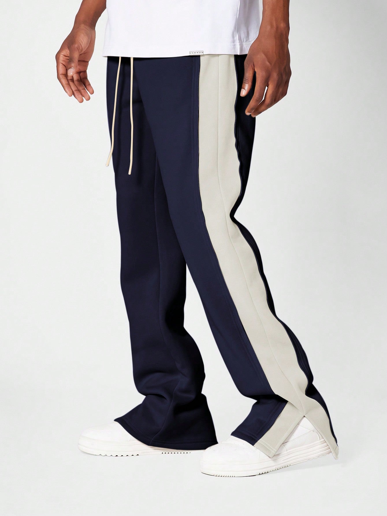 Flare Fit Split Hem Jogger With Contrast Panel